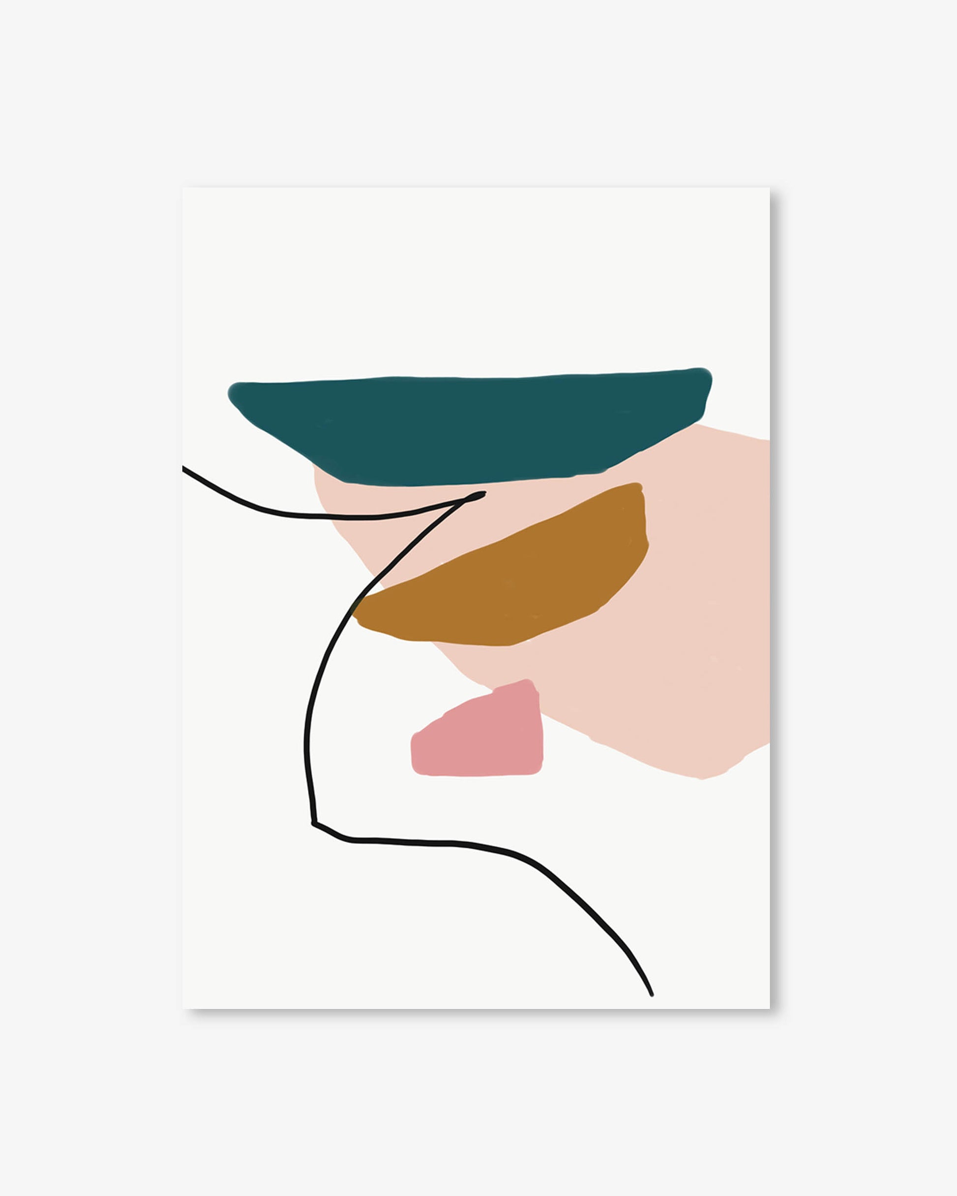 Abstract art print with geometric shapes on a white background