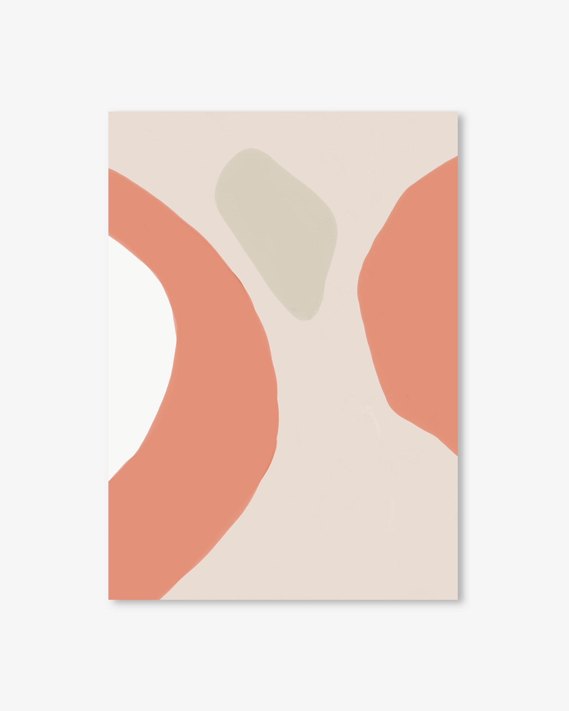 Abstract art print with geometric shapes on a beige background