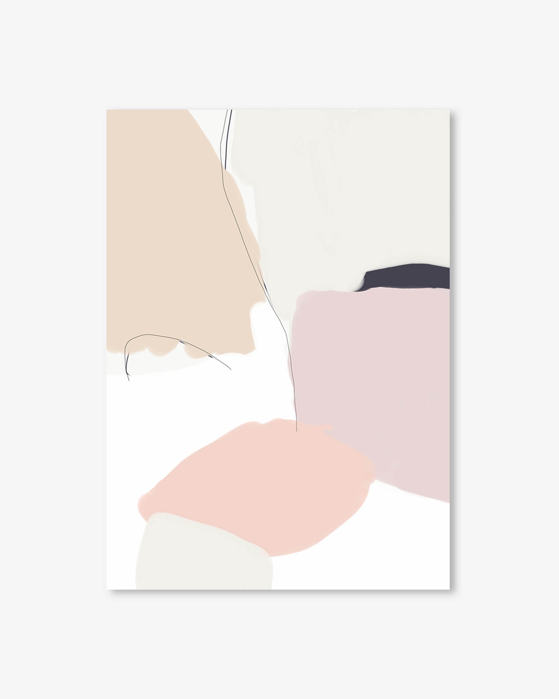 Abstract art print with pastel colors on a white background