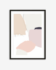 Framed abstract art print with pastel colors on a white background