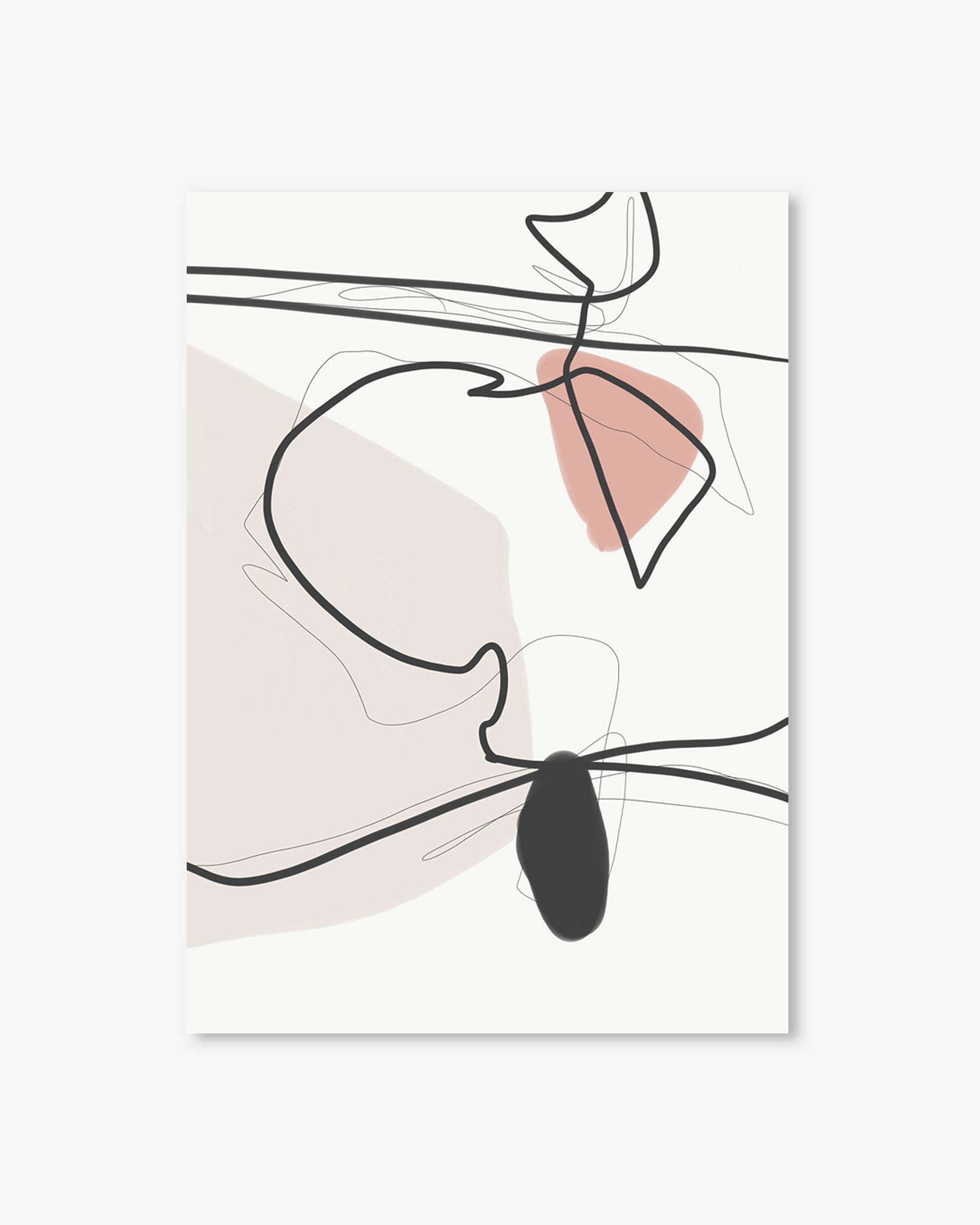 Abstract line art of a face with minimalistic design on a white background