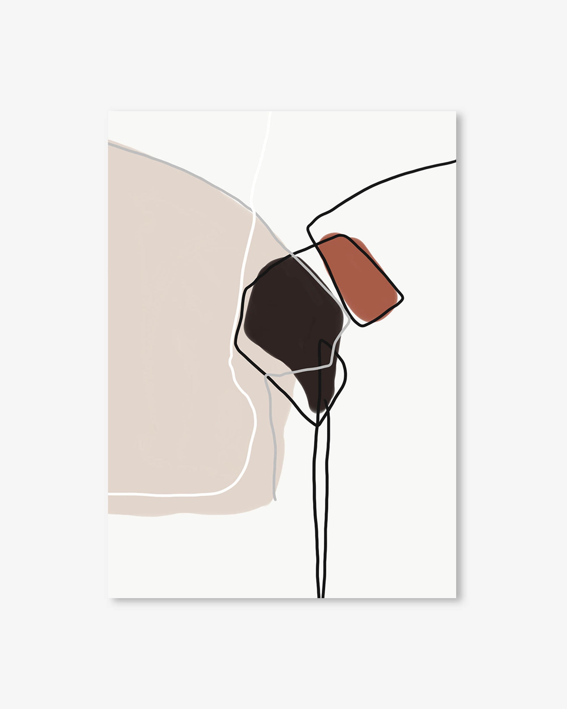 Abstract art print with geometric shapes on a white background
