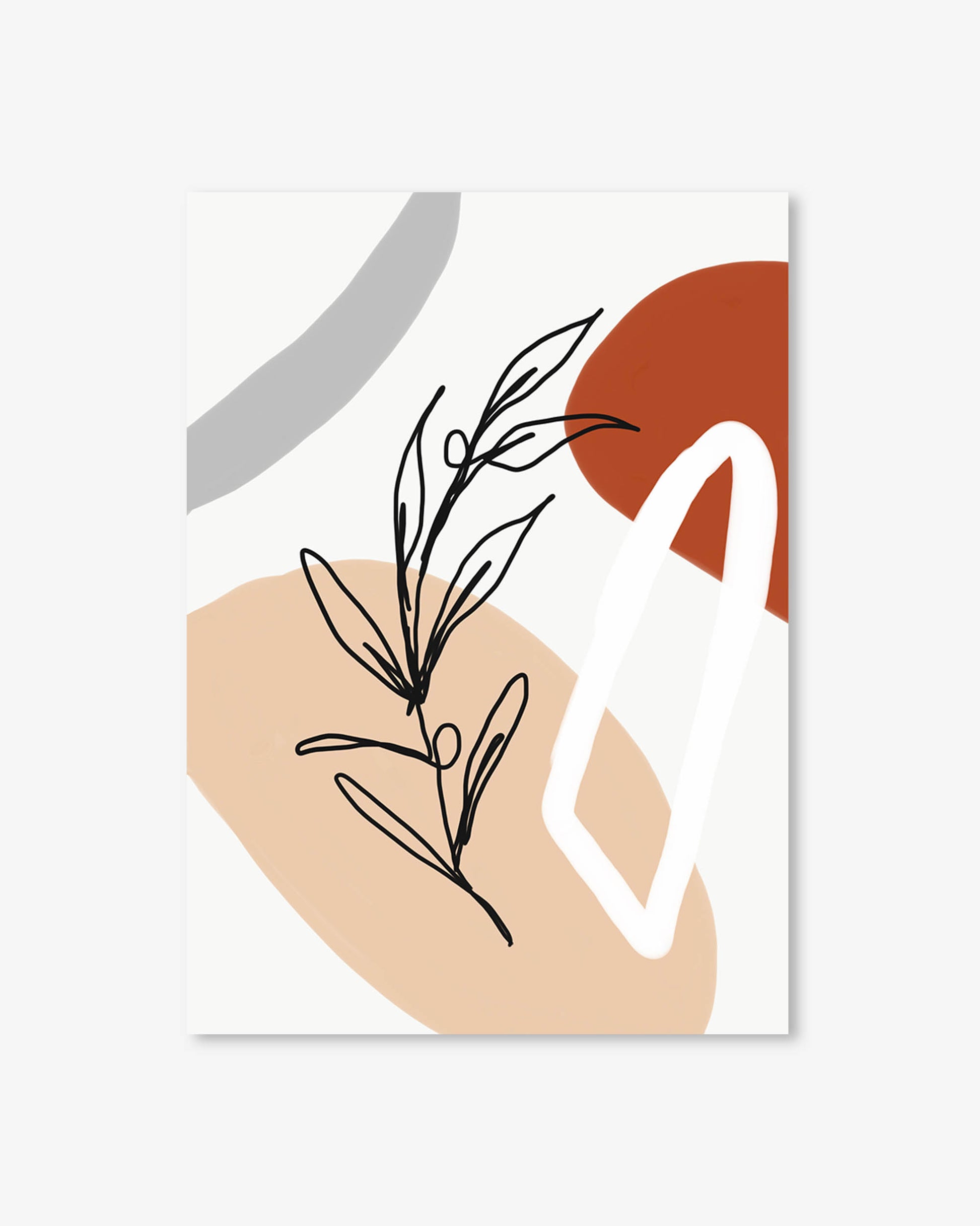 Abstract art print with minimalistic design on a white background