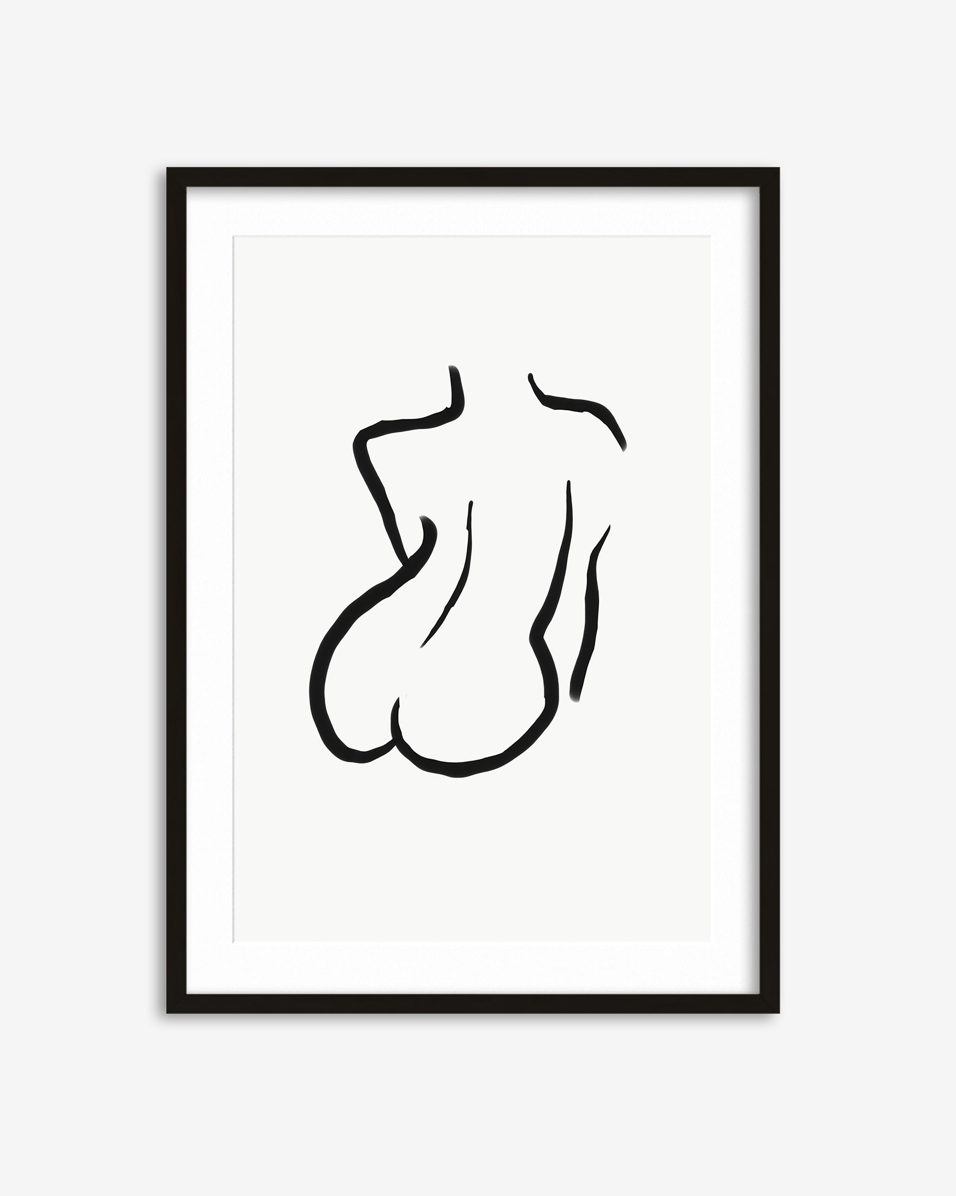 Framed black and white abstract art print on a white background
