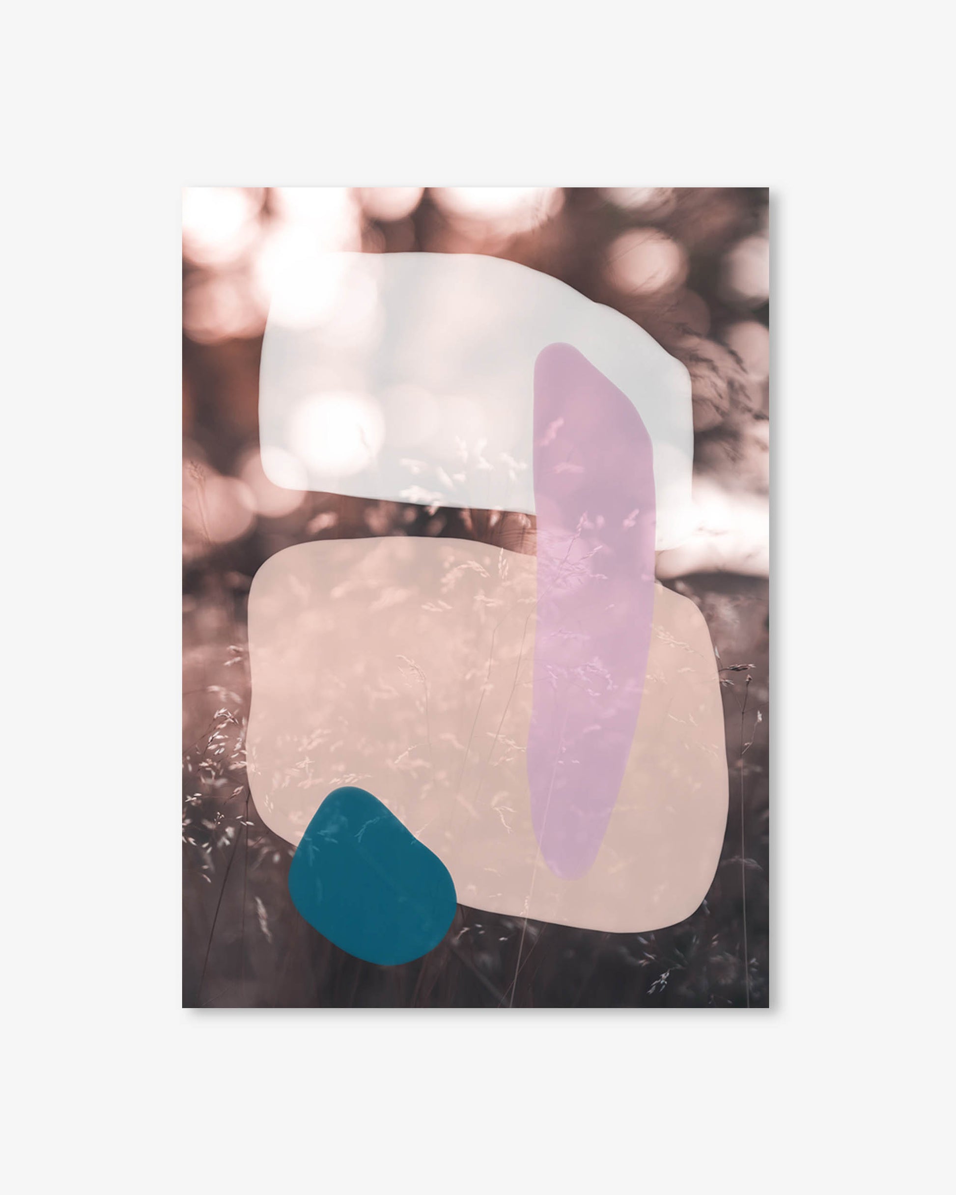 Abstract art print with geometric shapes on a textured background