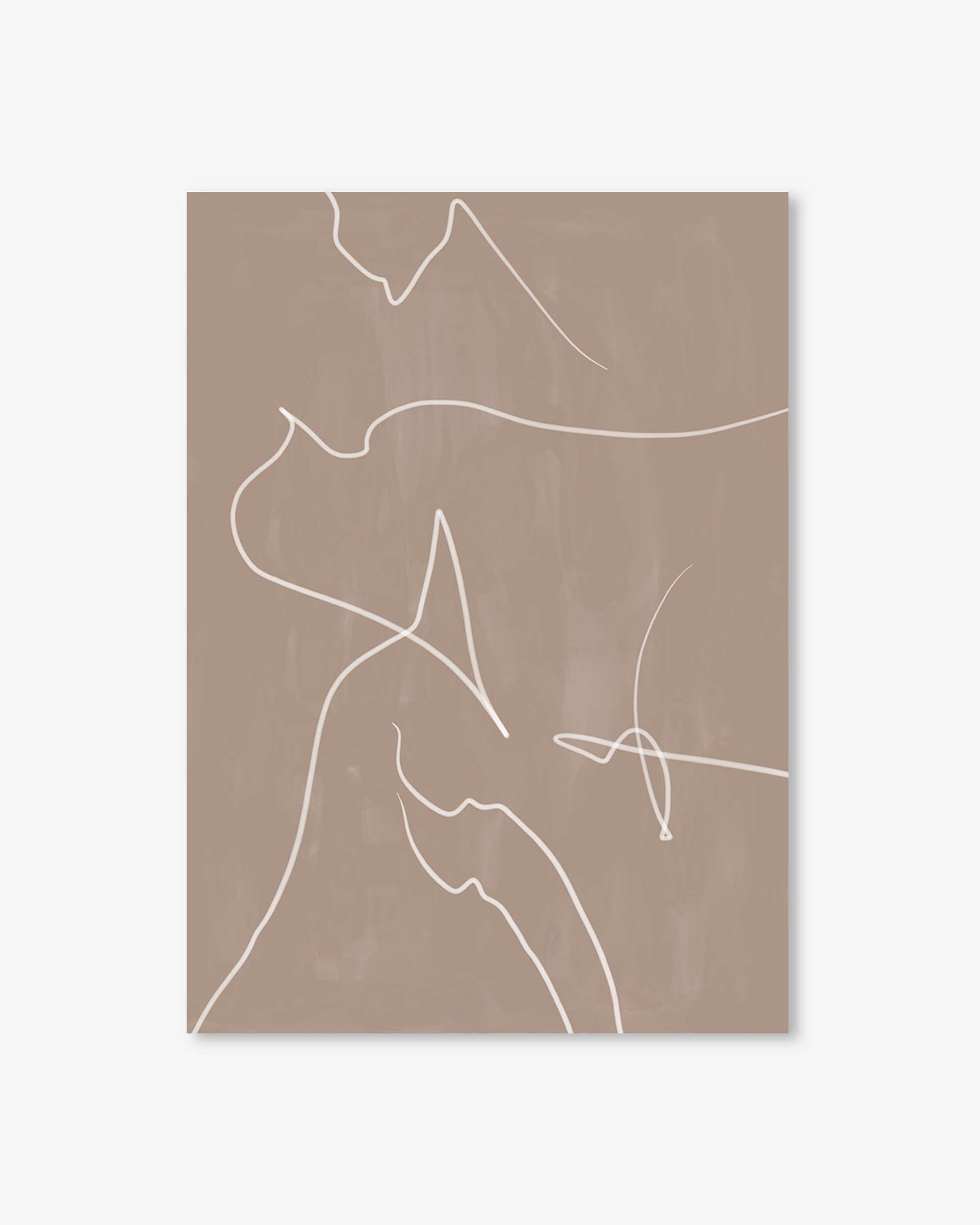 Abstract line art of a person on a beige background