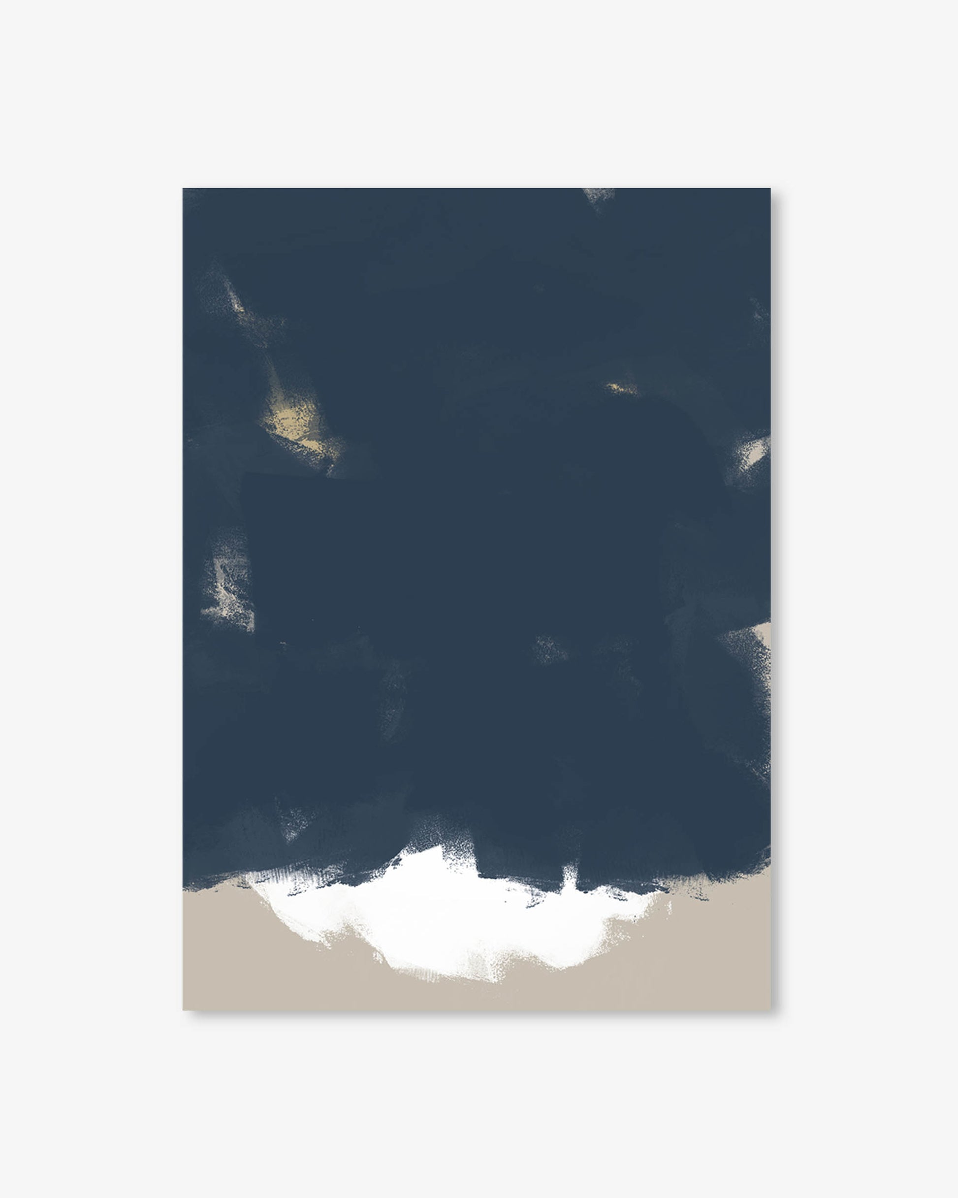 Abstract art print with dark blue and beige gradient