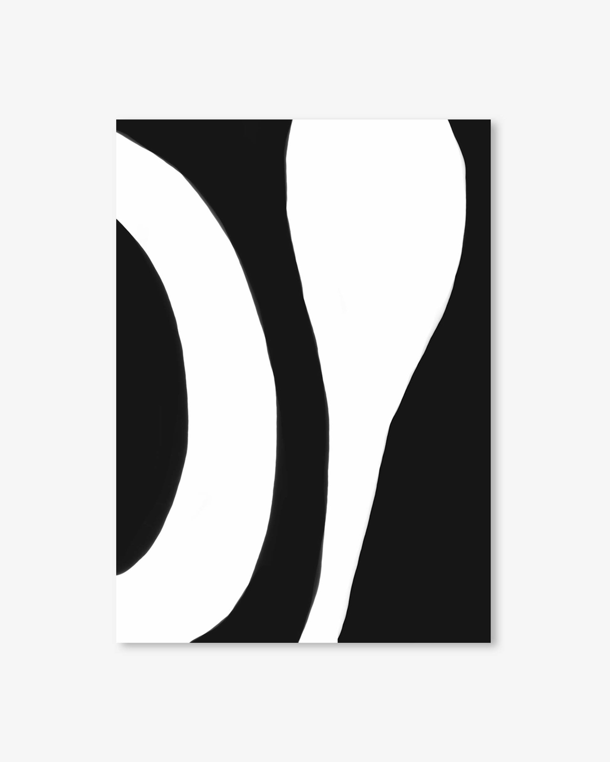 Abstract black and white design on a light gray background