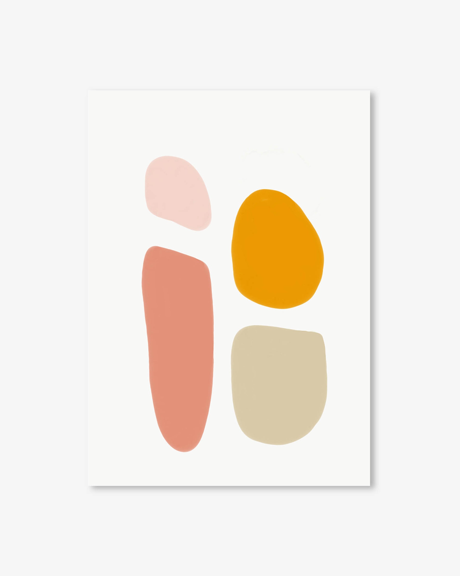 Abstract art print with colorful shapes on a white background