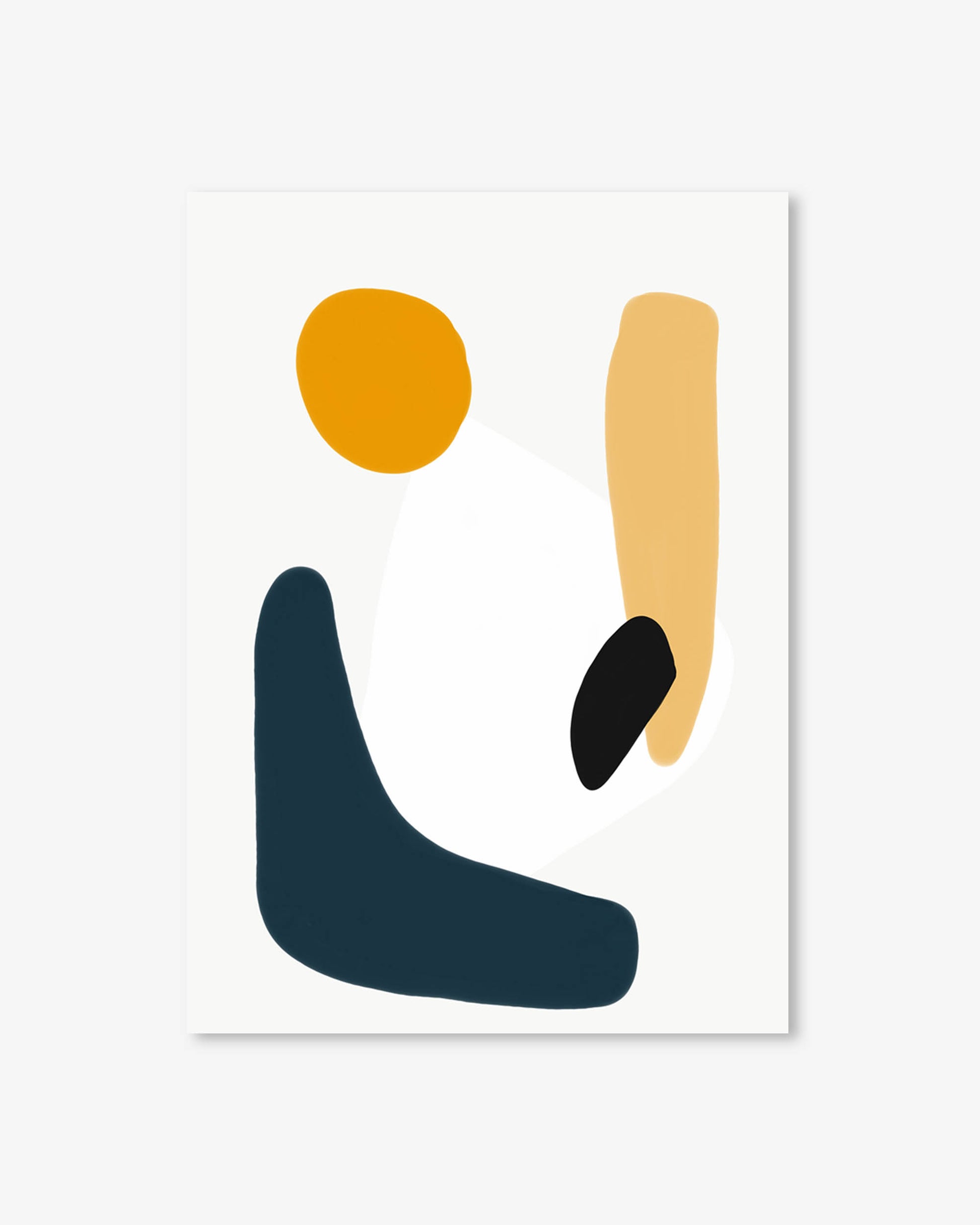 Abstract art print with geometric shapes on a white background