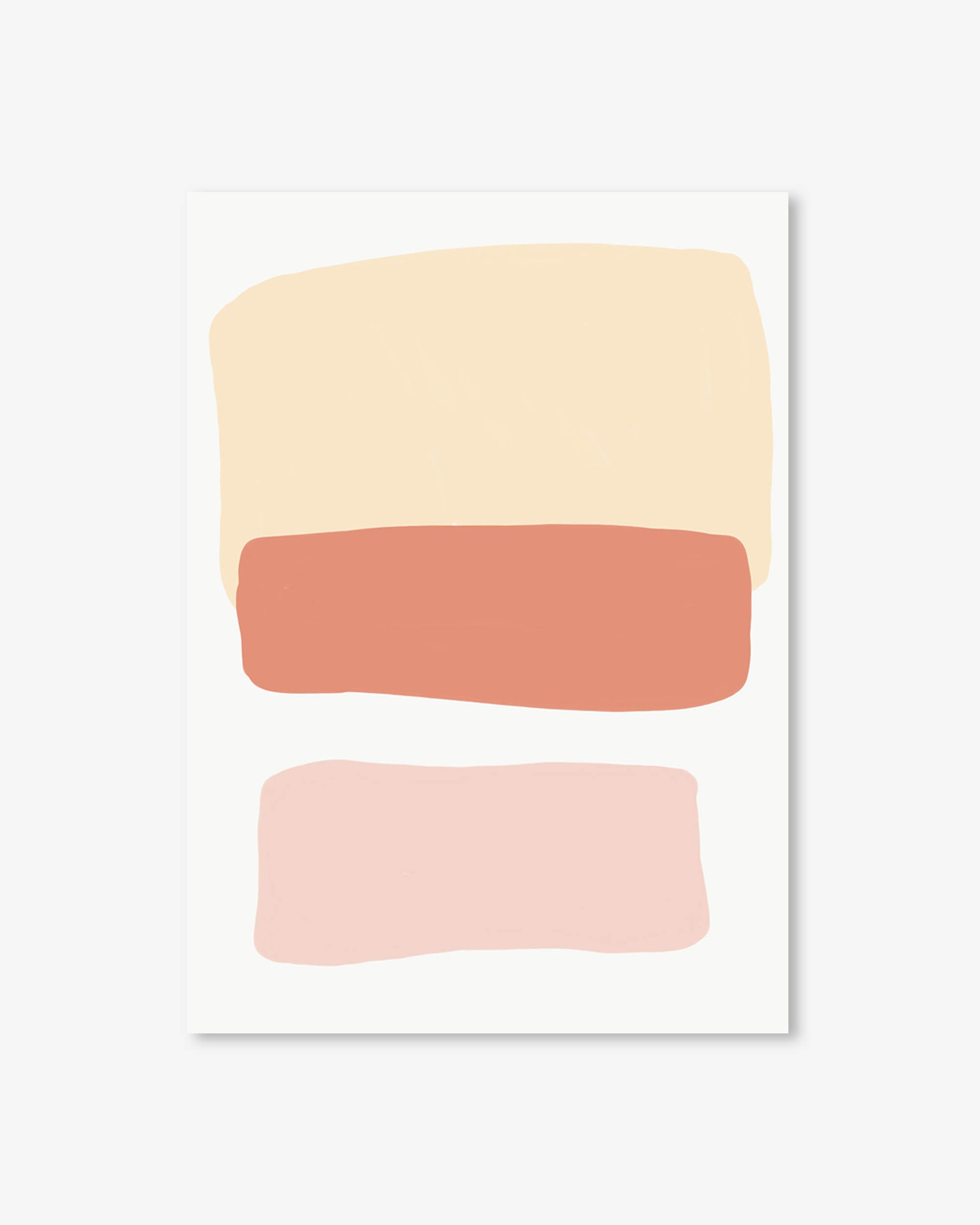 Three horizontal color swatches in beige, brown, and pink on a white background