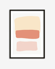 Framed abstract art print with three horizontal color blocks on a white background