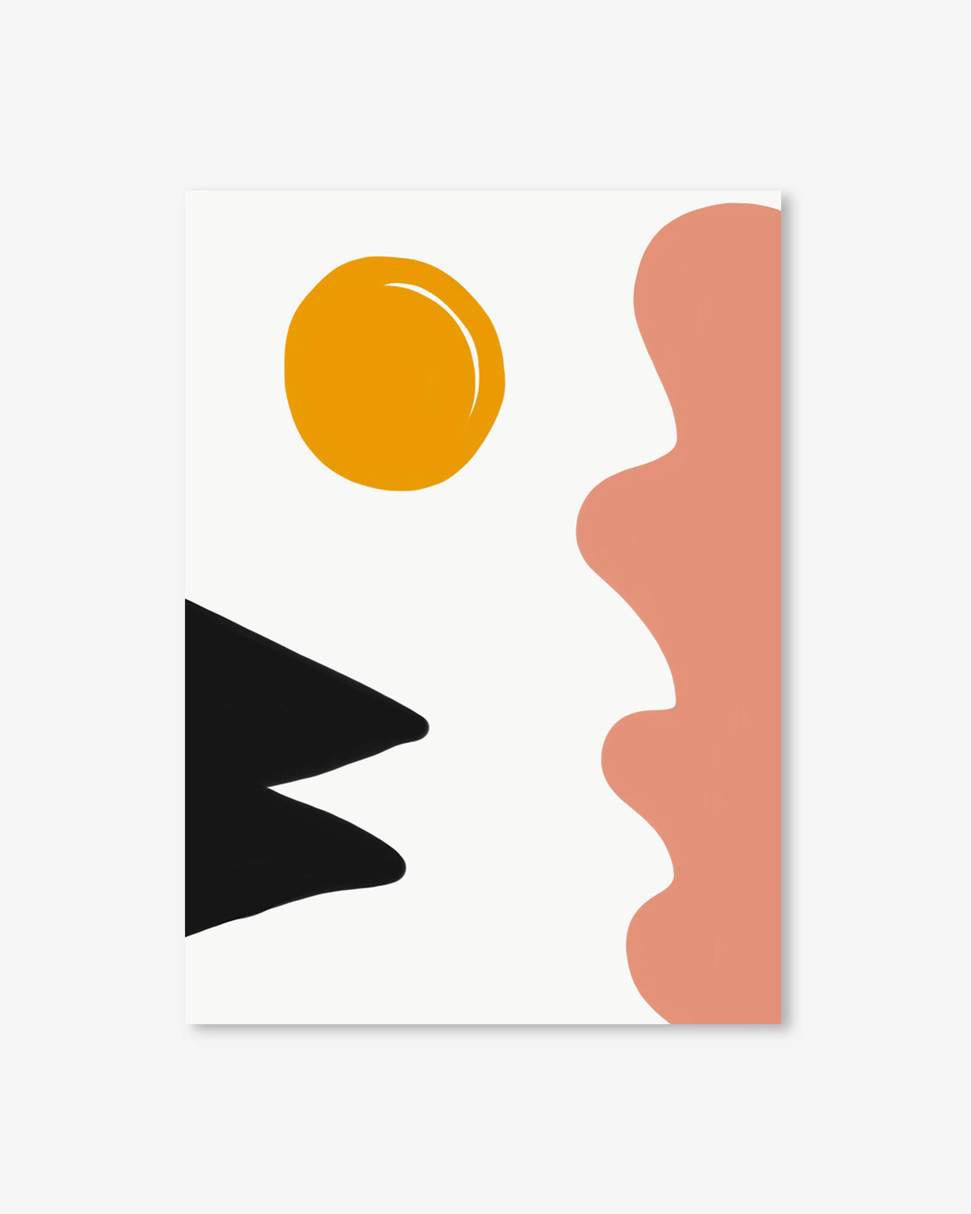 Abstract art print with geometric shapes on a white background