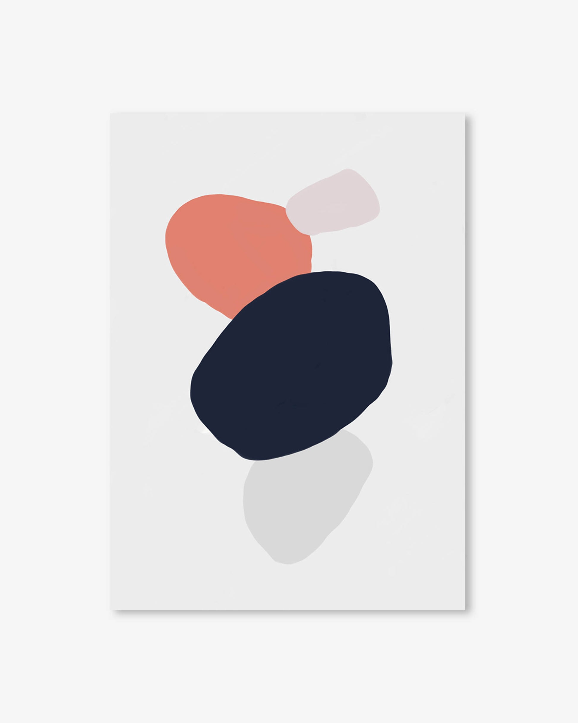Abstract art print with colorful shapes on a white background