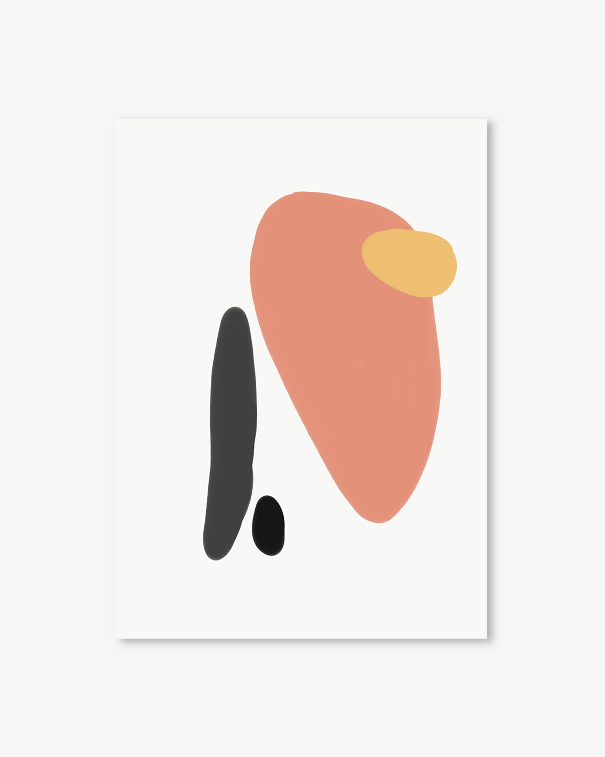 Abstract art print with geometric shapes on a white background