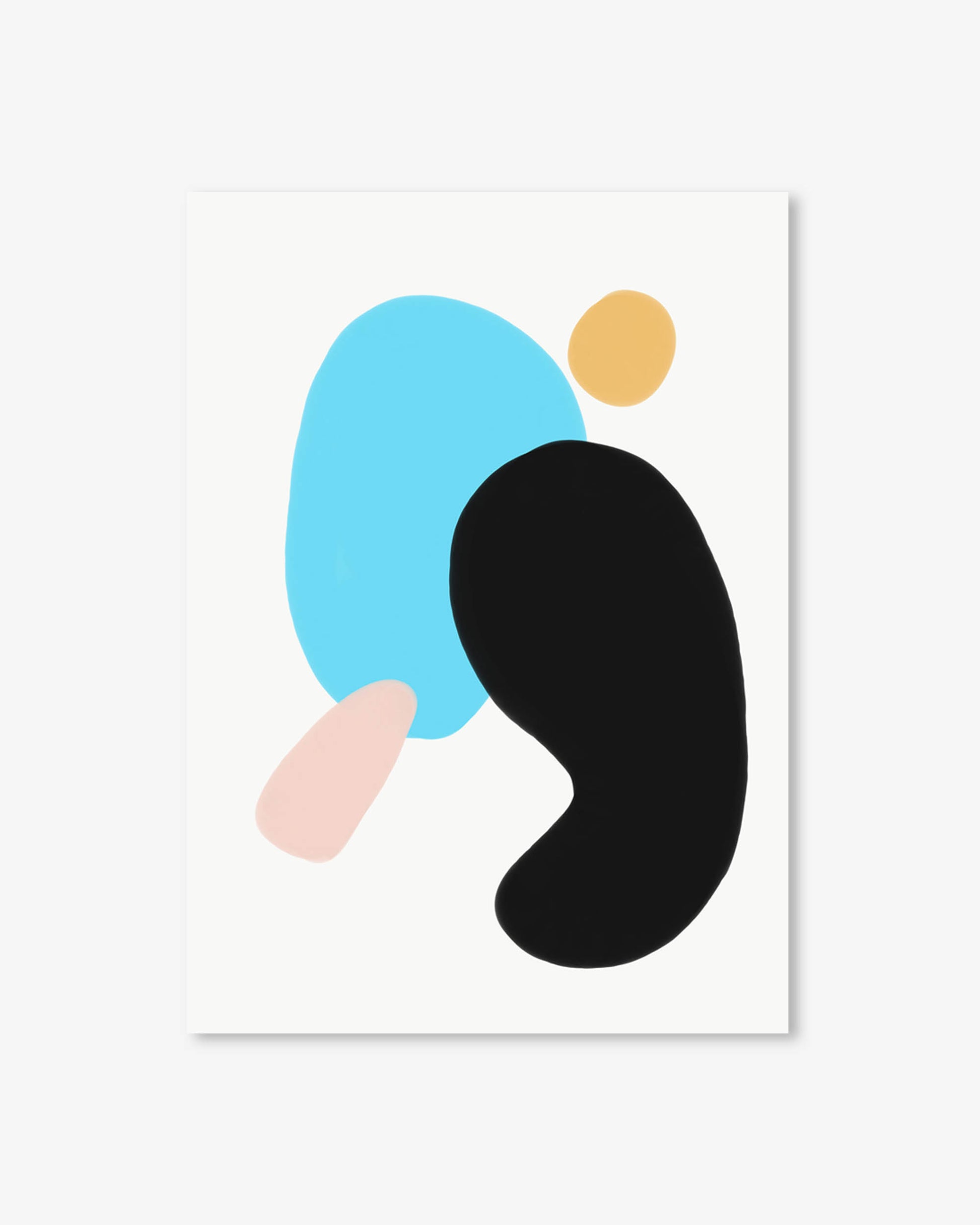 Abstract art print with colorful shapes on a white background