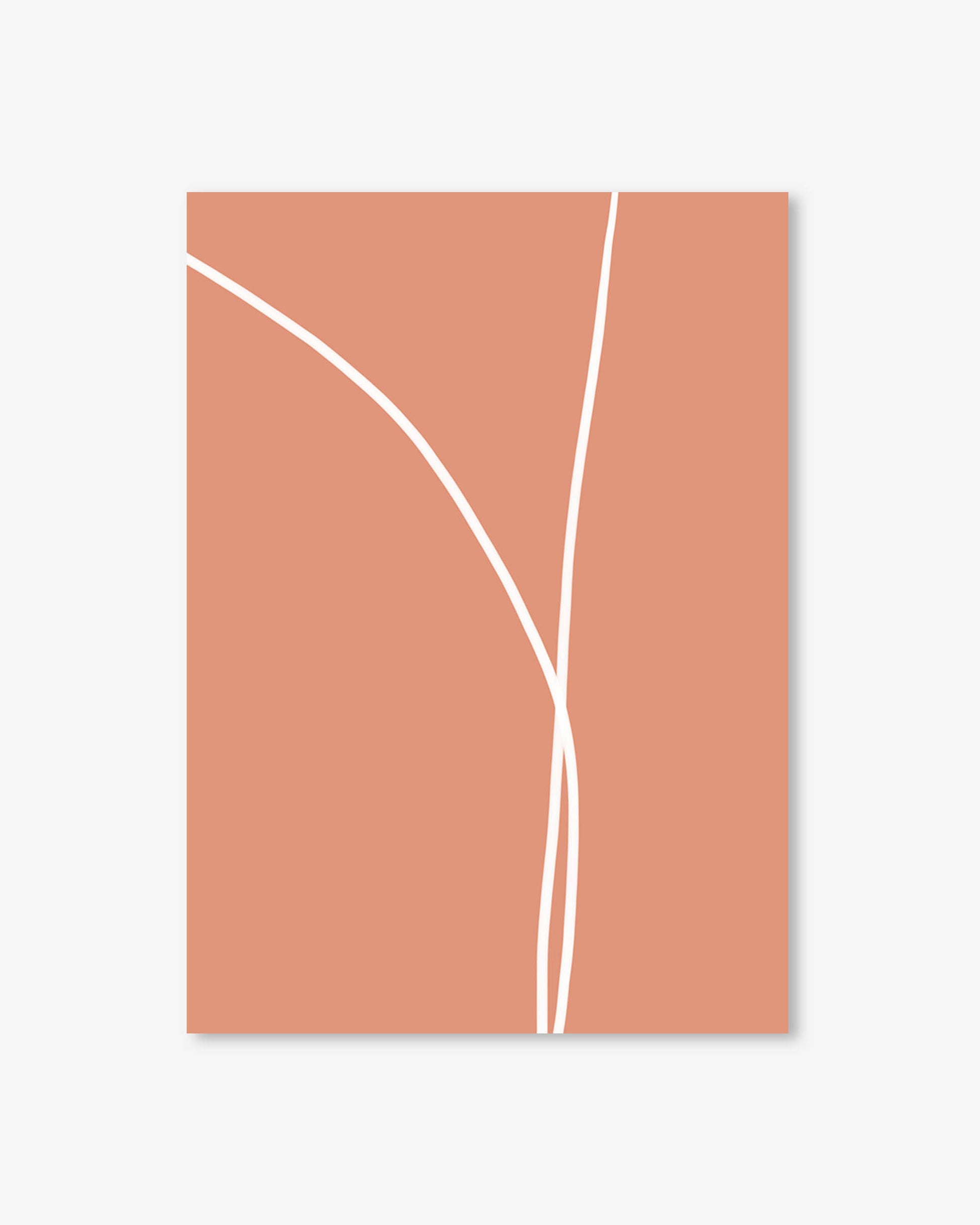 Abstract design with white lines on a terracotta background