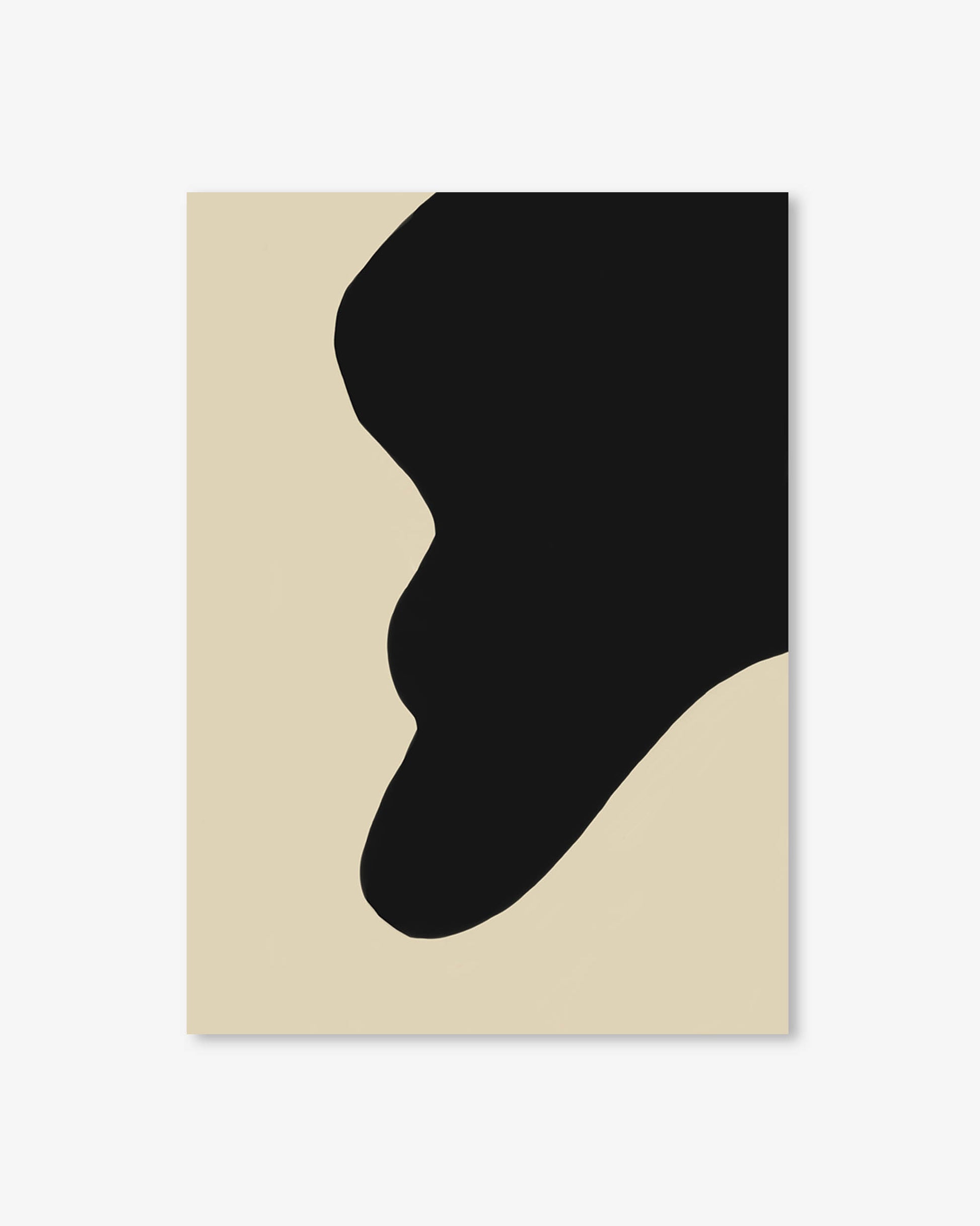Abstract black shape on a beige background