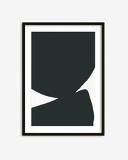 Framed black and white abstract art print on a white background