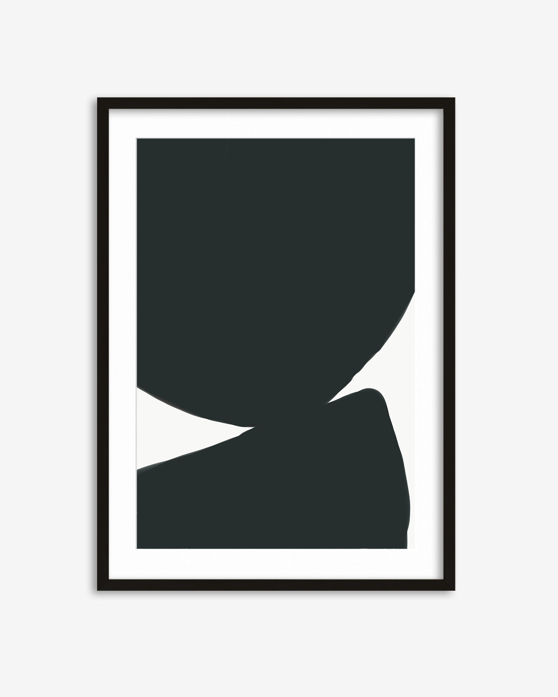 Framed black and white abstract art print on a white background
