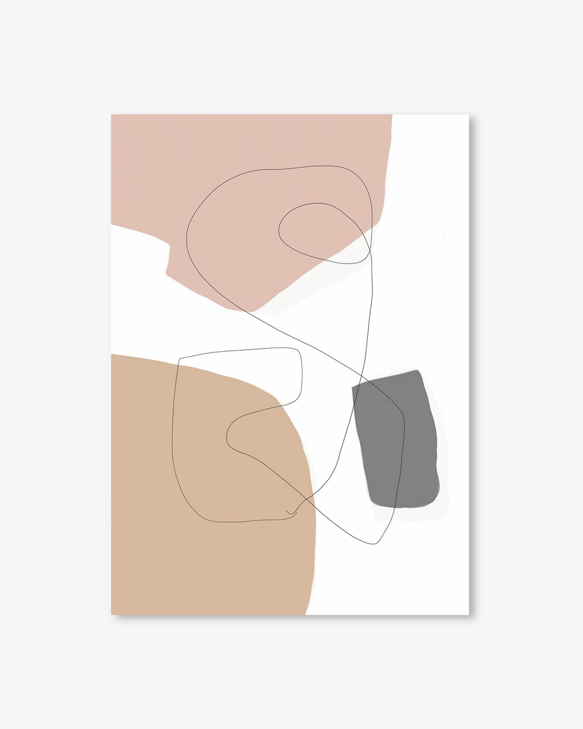 Abstract art print with geometric shapes on a white background