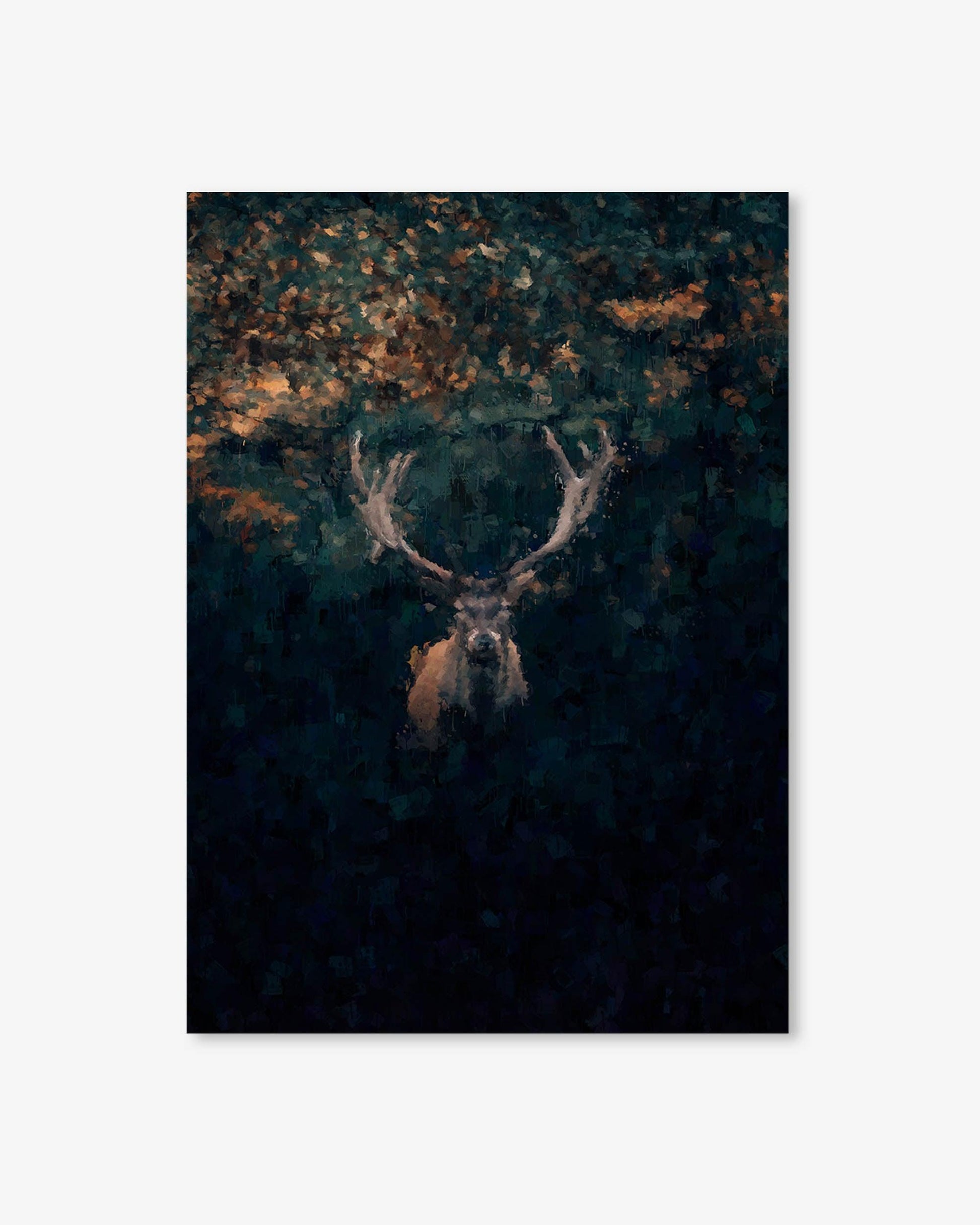 Stag in a forest with a dark background