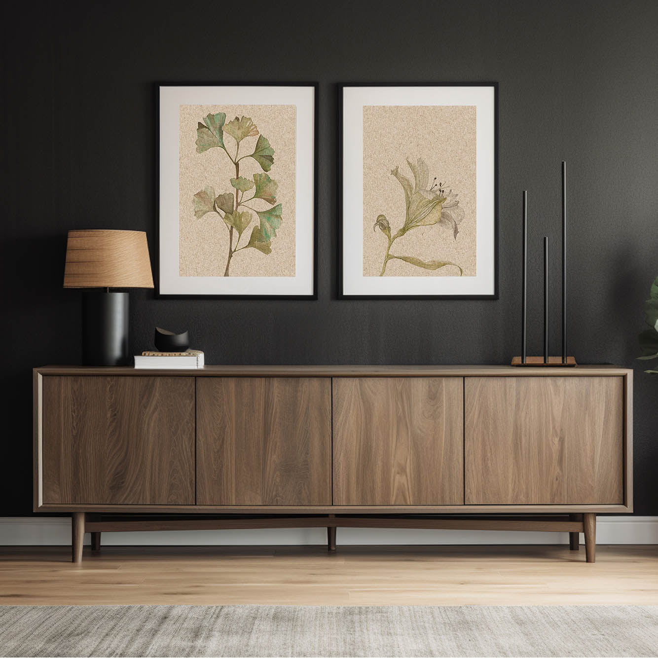 Botanical Vintage Floral Framed Print Set-Abstract House