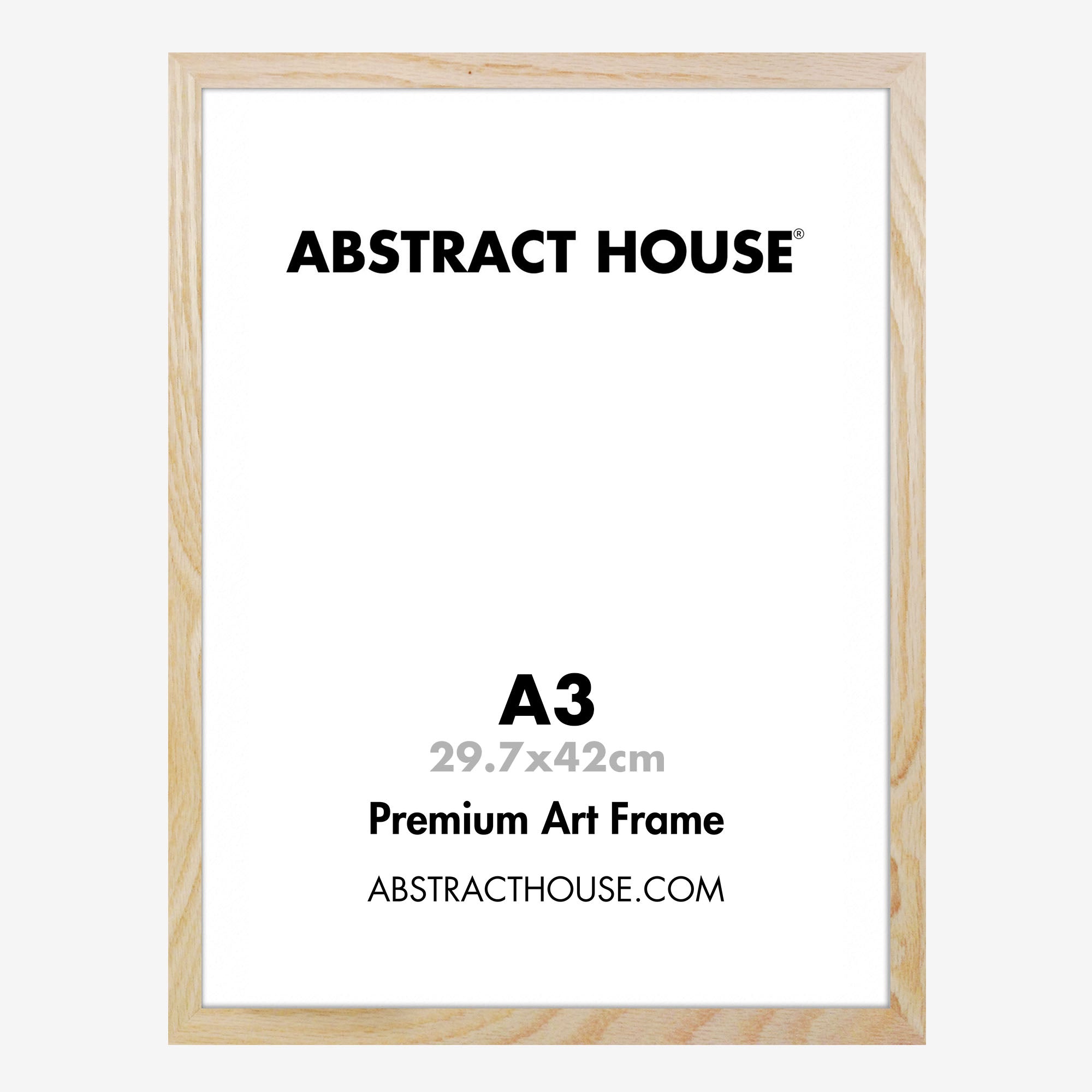 A3 Wooden Frame-Oak-No Mount-Abstract House