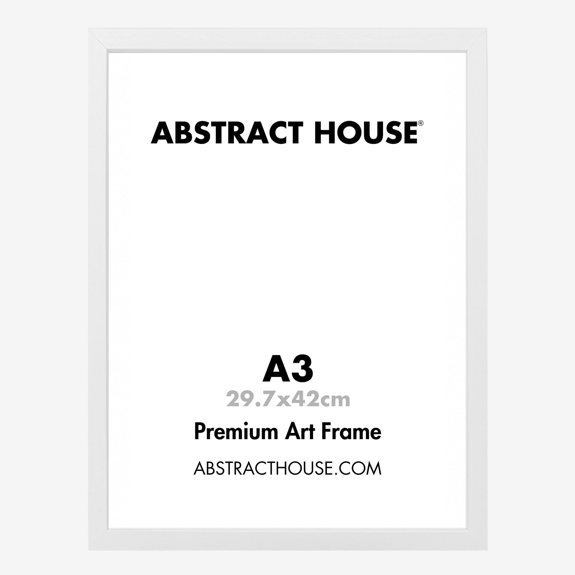 A3 Wooden Frame-White-No Mount-Abstract House