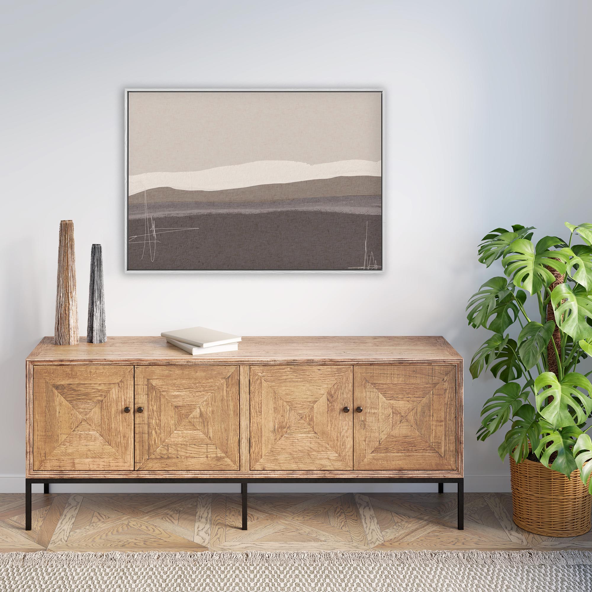 Neutral Abstract Seascape Canvas Print-Abstract House