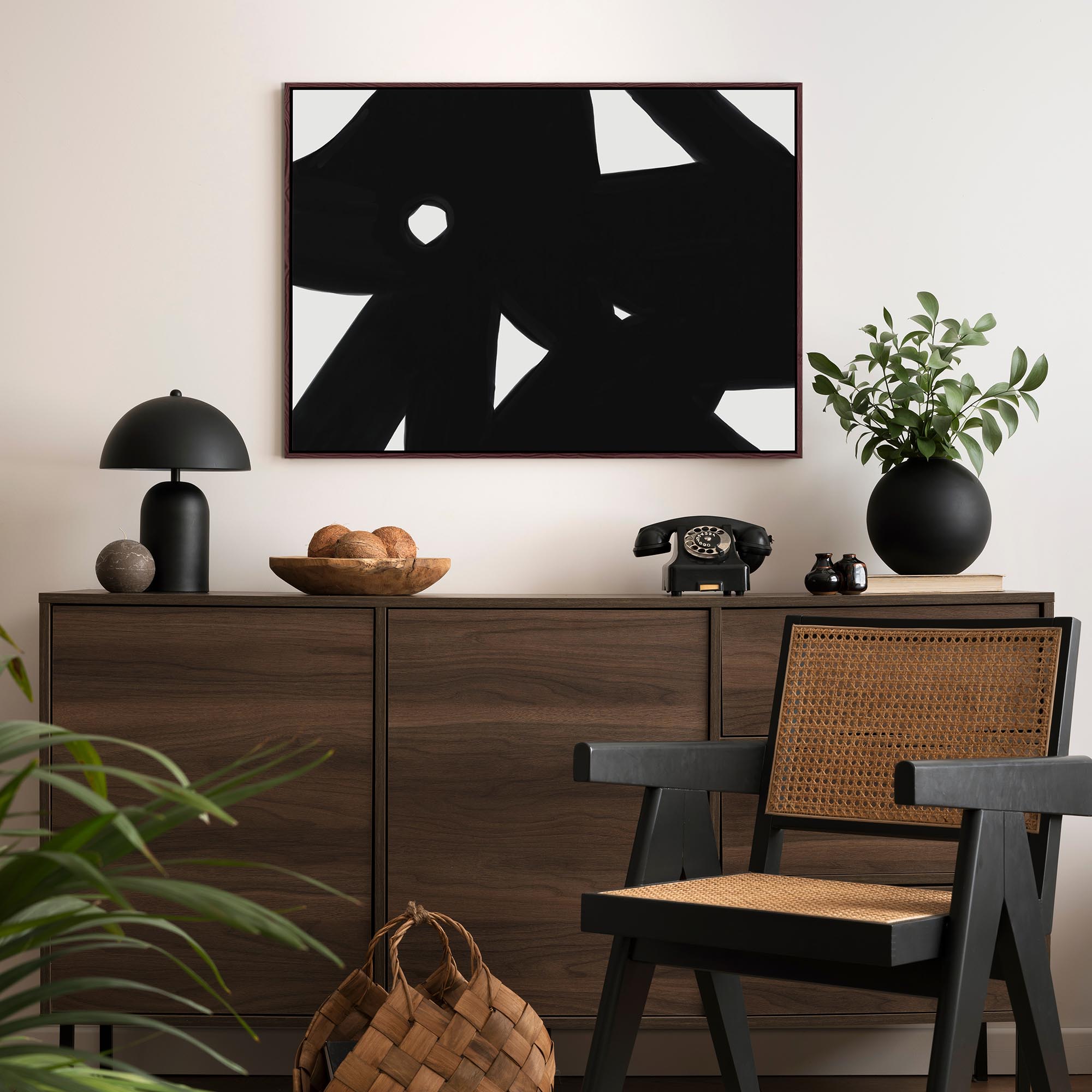 Black & White Abstract Canvas Print-Abstract House
