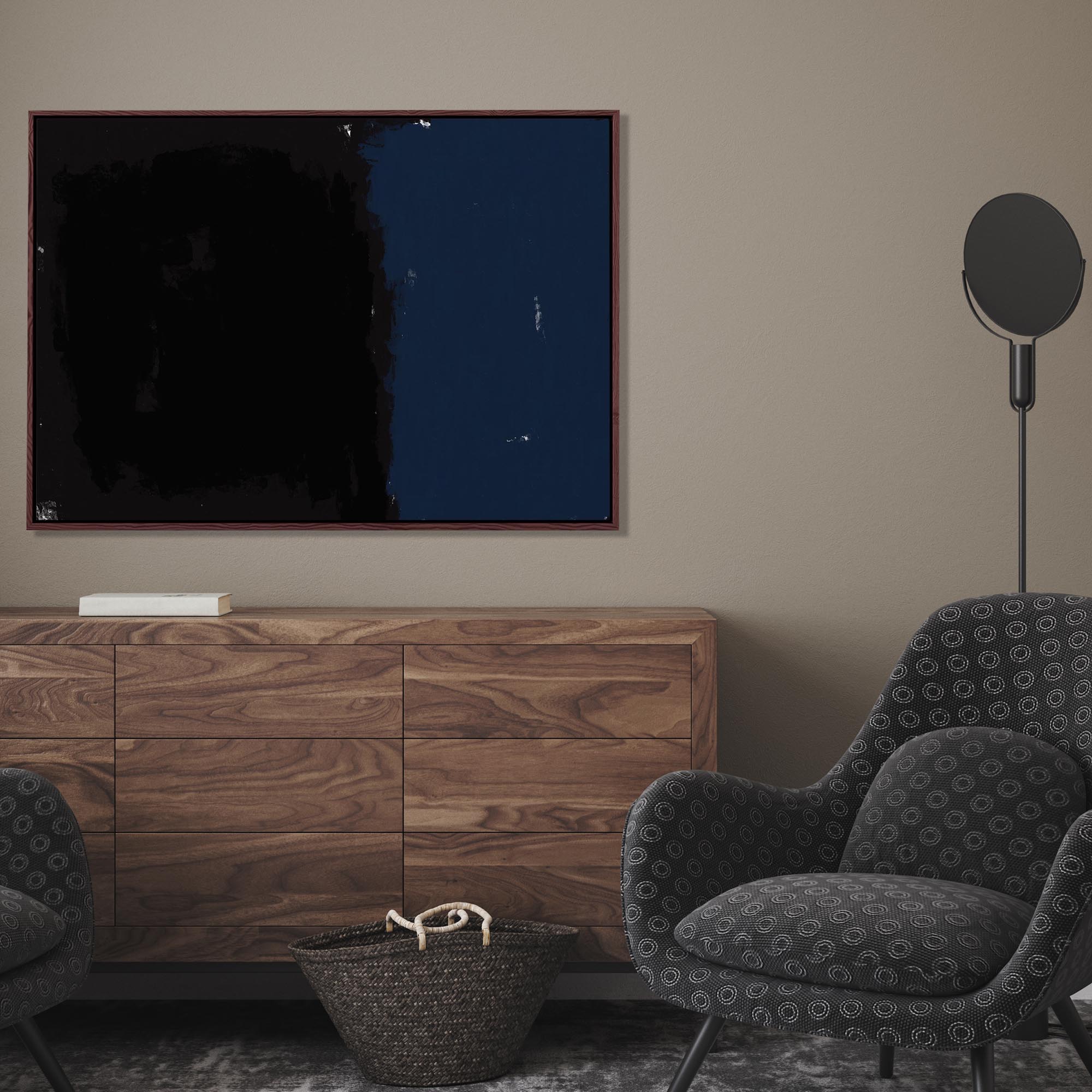 Worn Darkness Framed Canvas-Abstract House