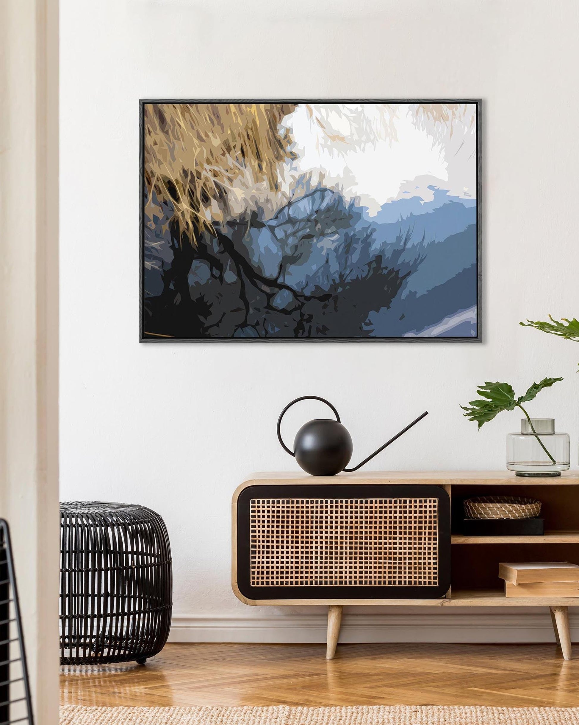 Abstract Landscape Reflection Framed Canvas-Abstract House