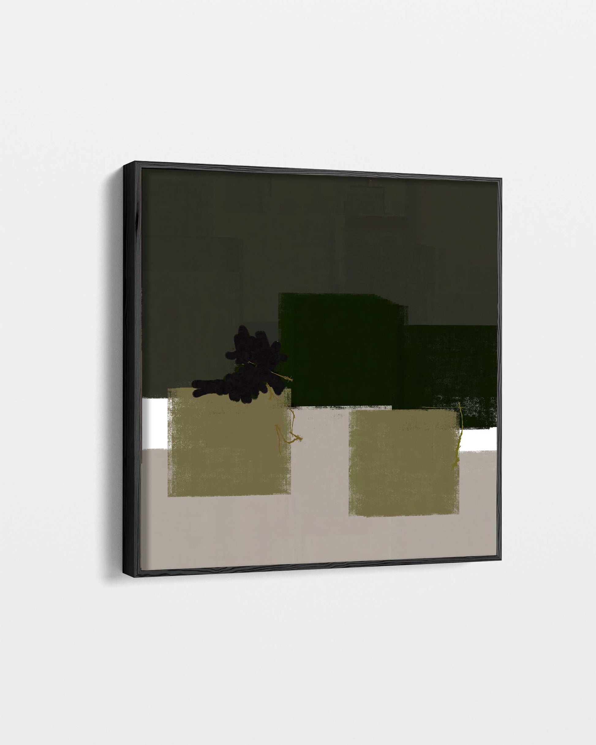 Abstract art piece with geometric shapes on a white background