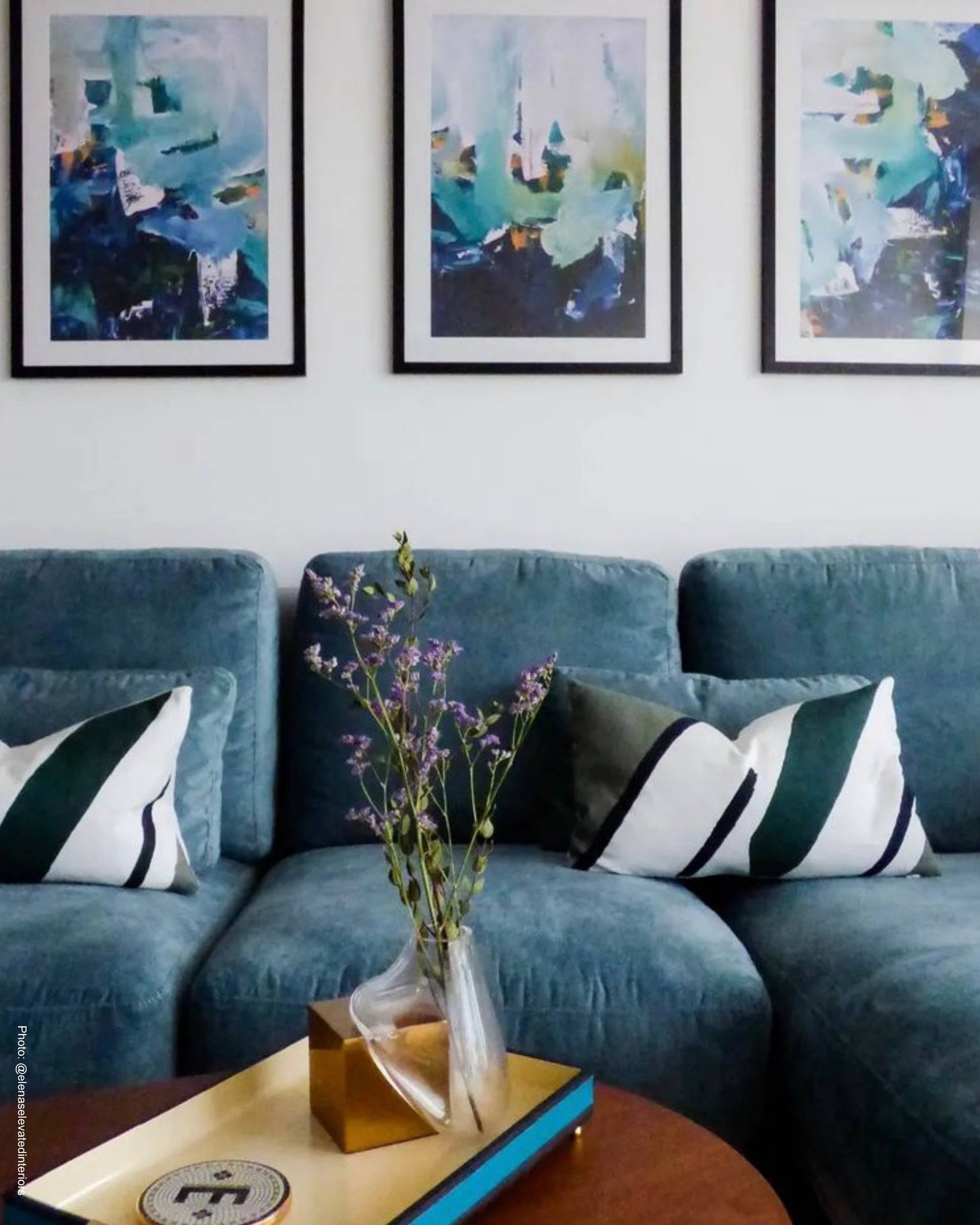 modern abstract blue teal wall art prints set of 3 living room teal sofa