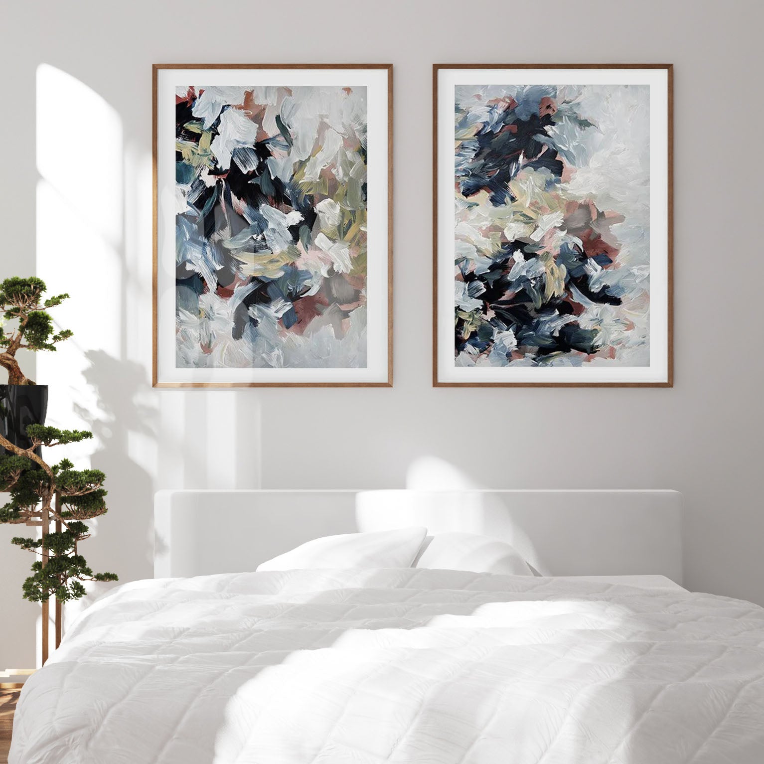 Abstract Blush River Tones Set Of 2 Prints-Abstract House