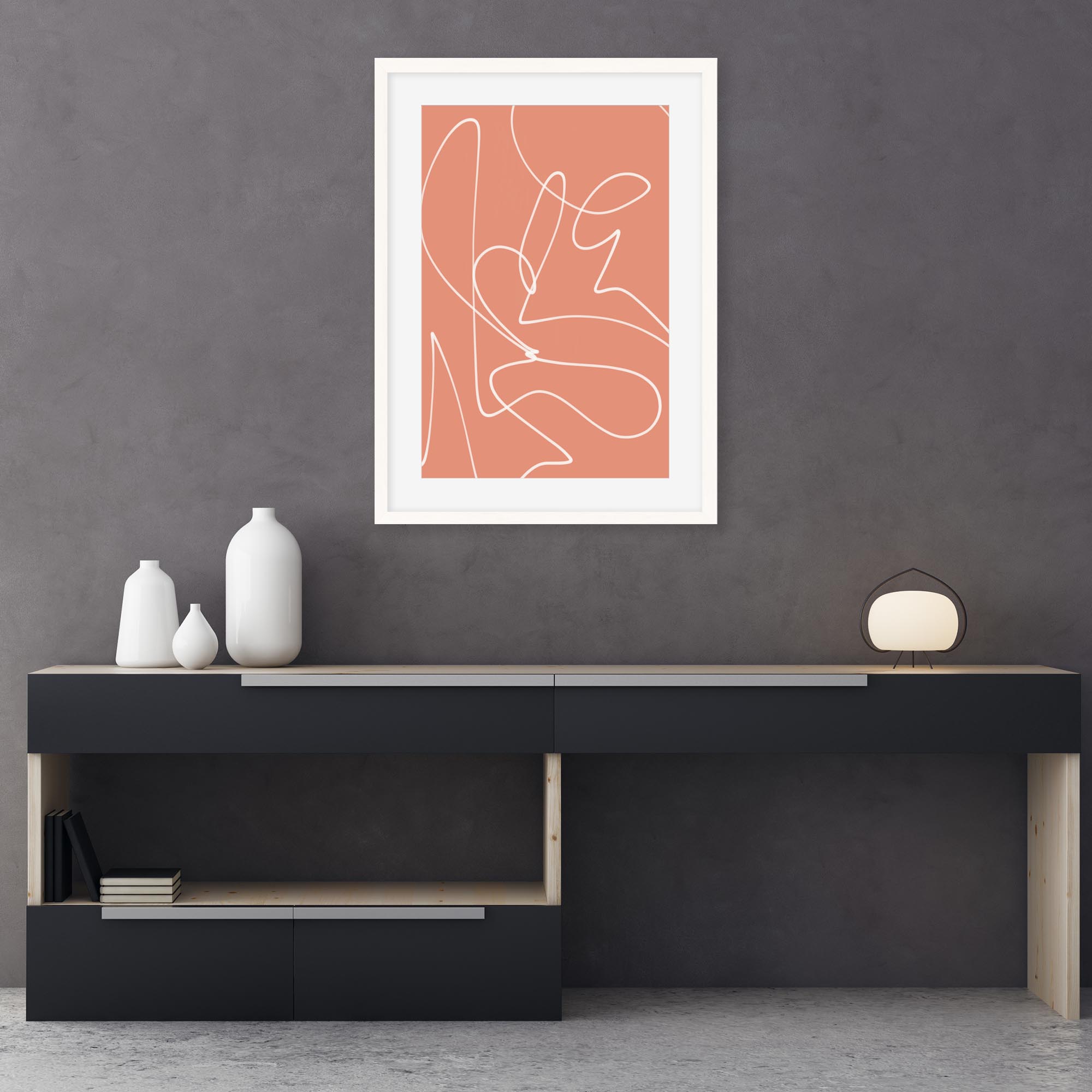 Abstract Line Scribble Art Print-Abstract House