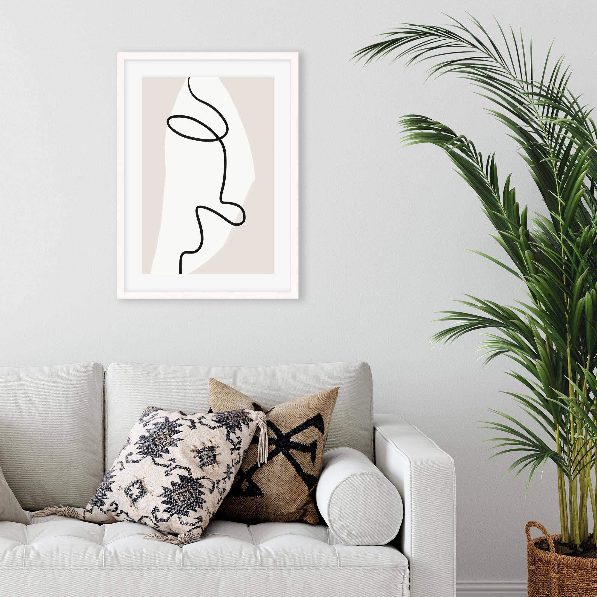 Abstract Face Line Art Print-Abstract House