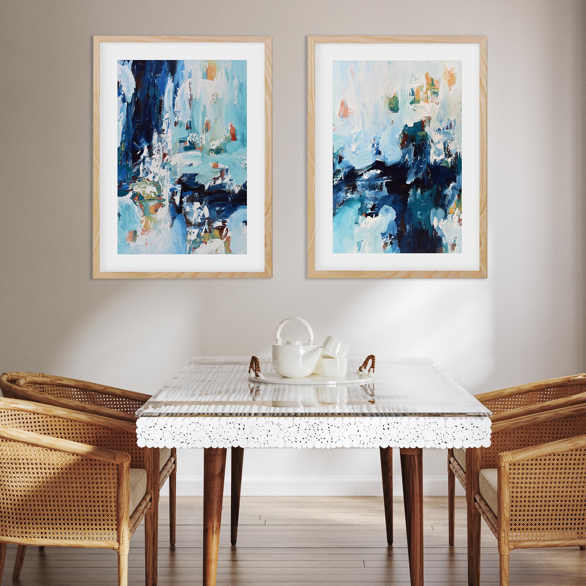 Abstract Blue Tones - Print Set Of 2-Abstract House