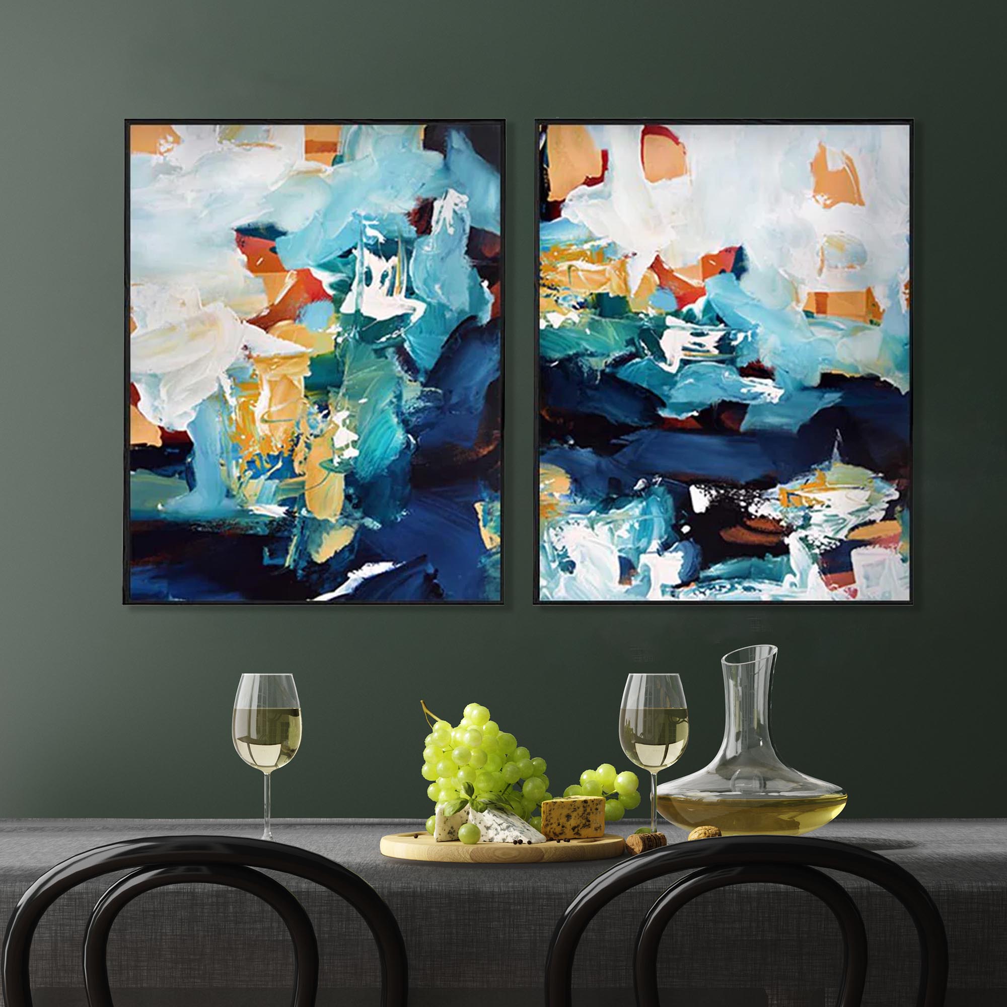 Abstract Colours Canvas Set Of 2-Abstract House