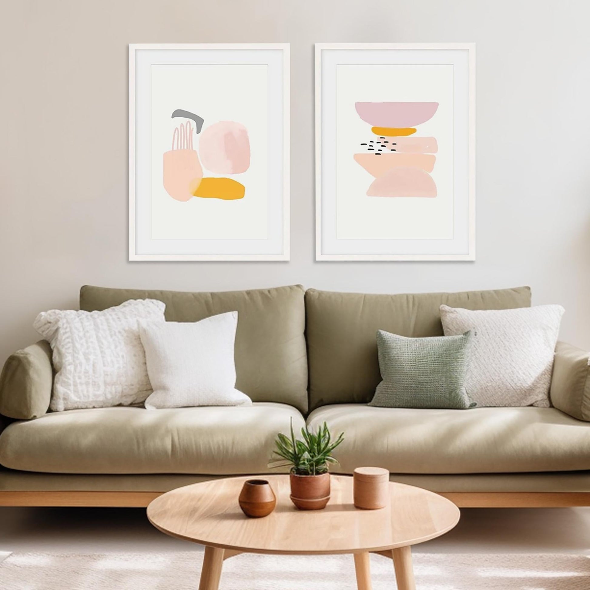 Abstract Peach Shapes - Print Set Of 2-Abstract House