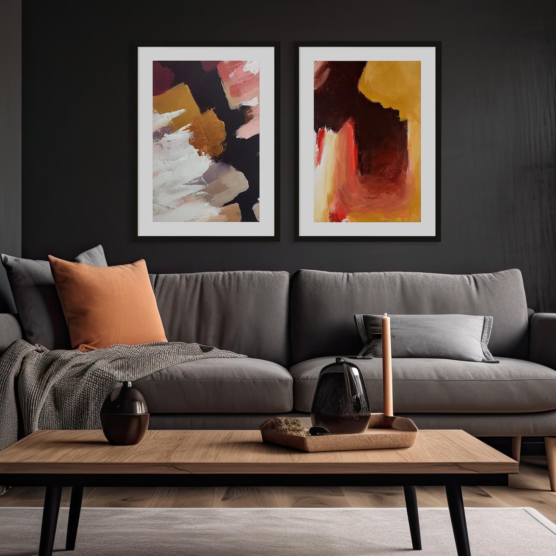 Abstract Texture Set Of 2 Prints-Abstract House