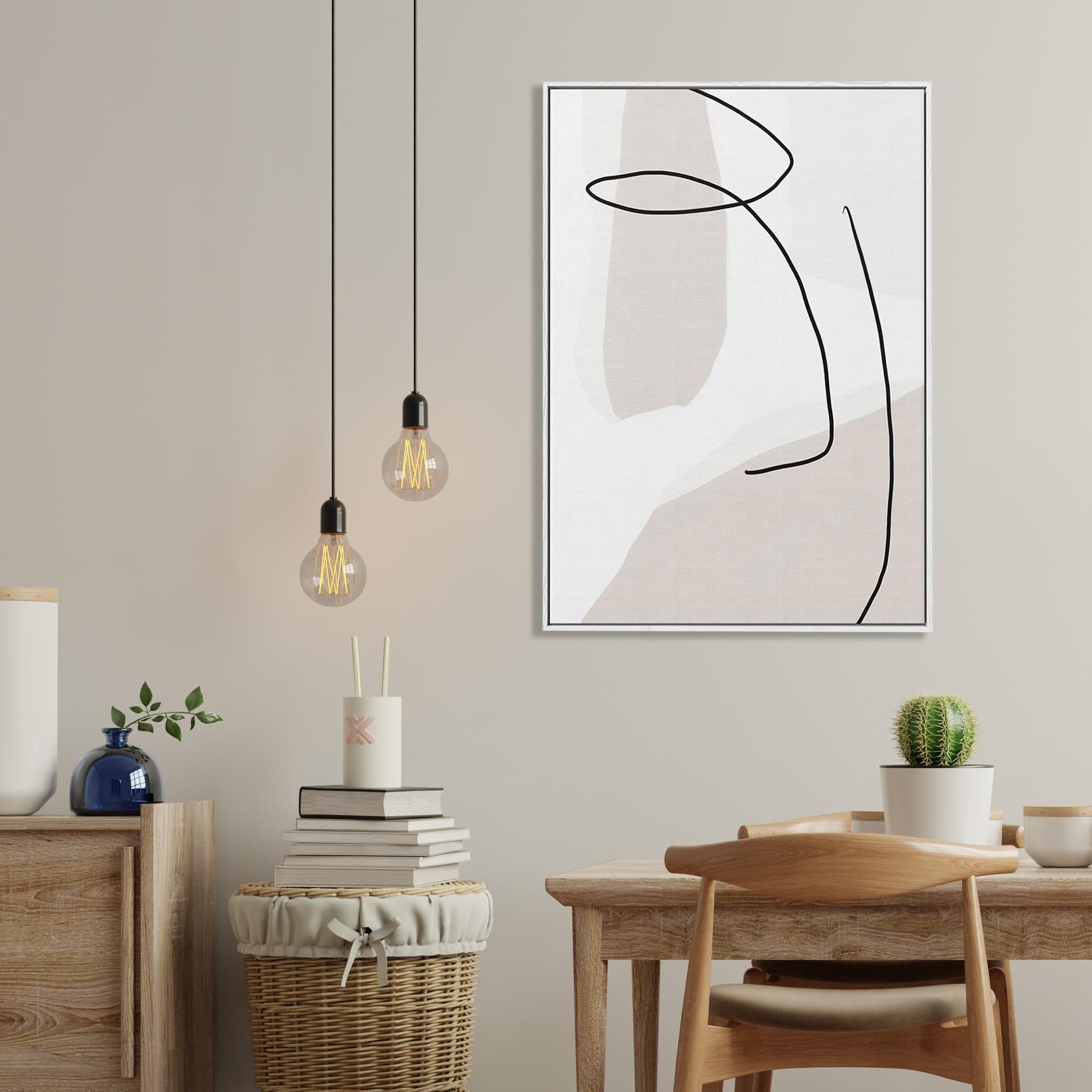 Contemporary Face Line Framed Canvas-Abstract House
