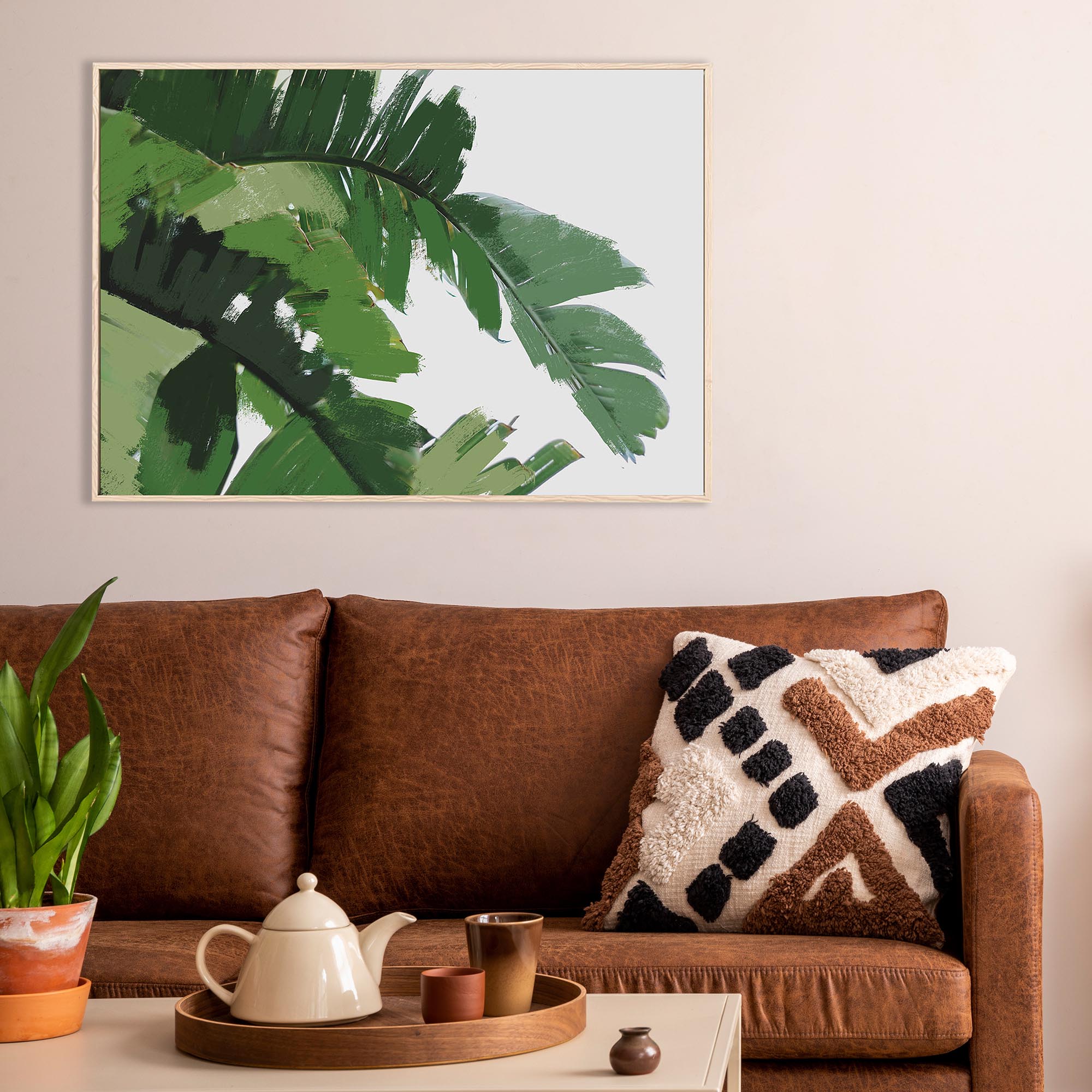 Botanical Palm Leaves Framed Canvas-Abstract House
