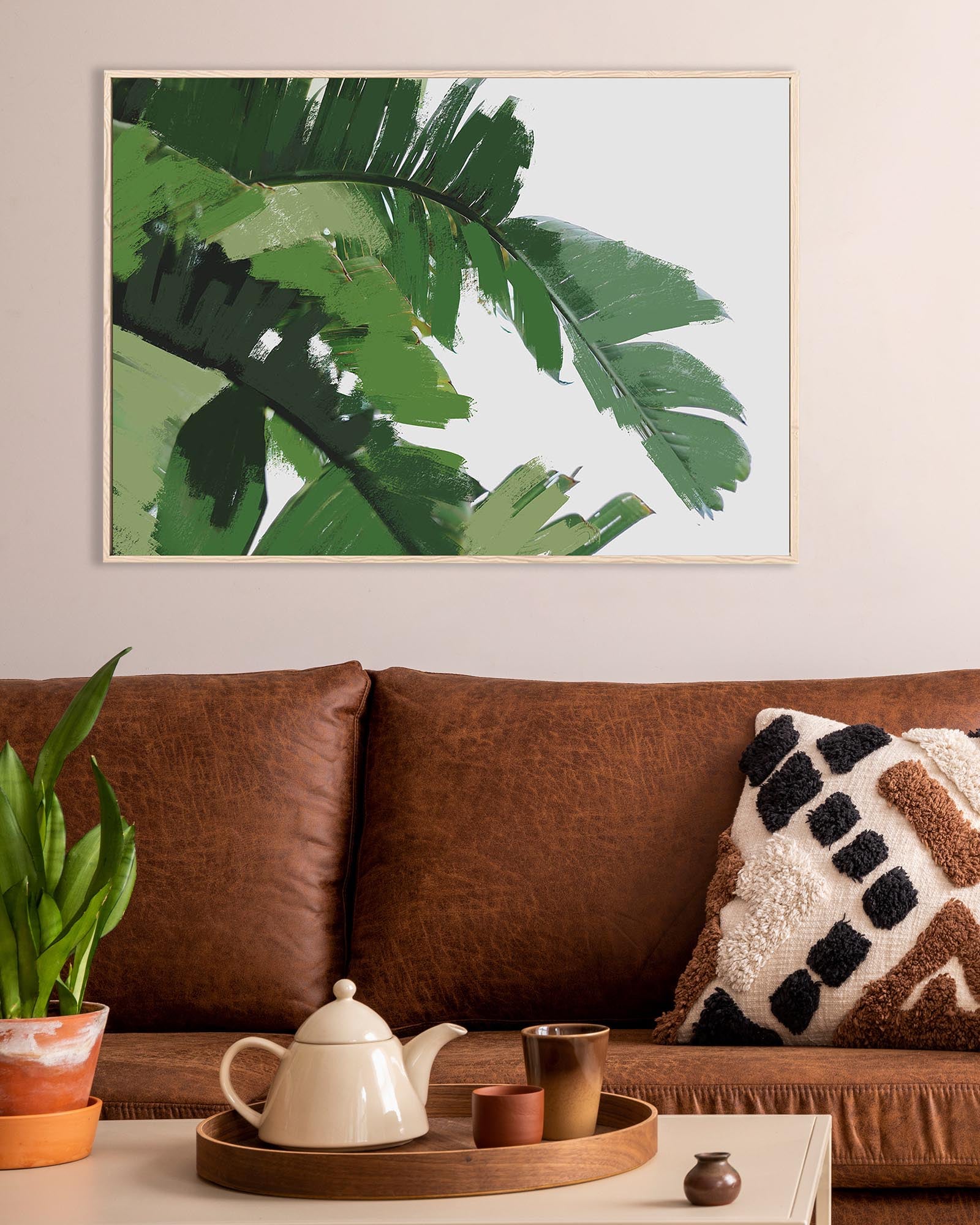 Botanical Palm Leaves Framed Canvas-Abstract House