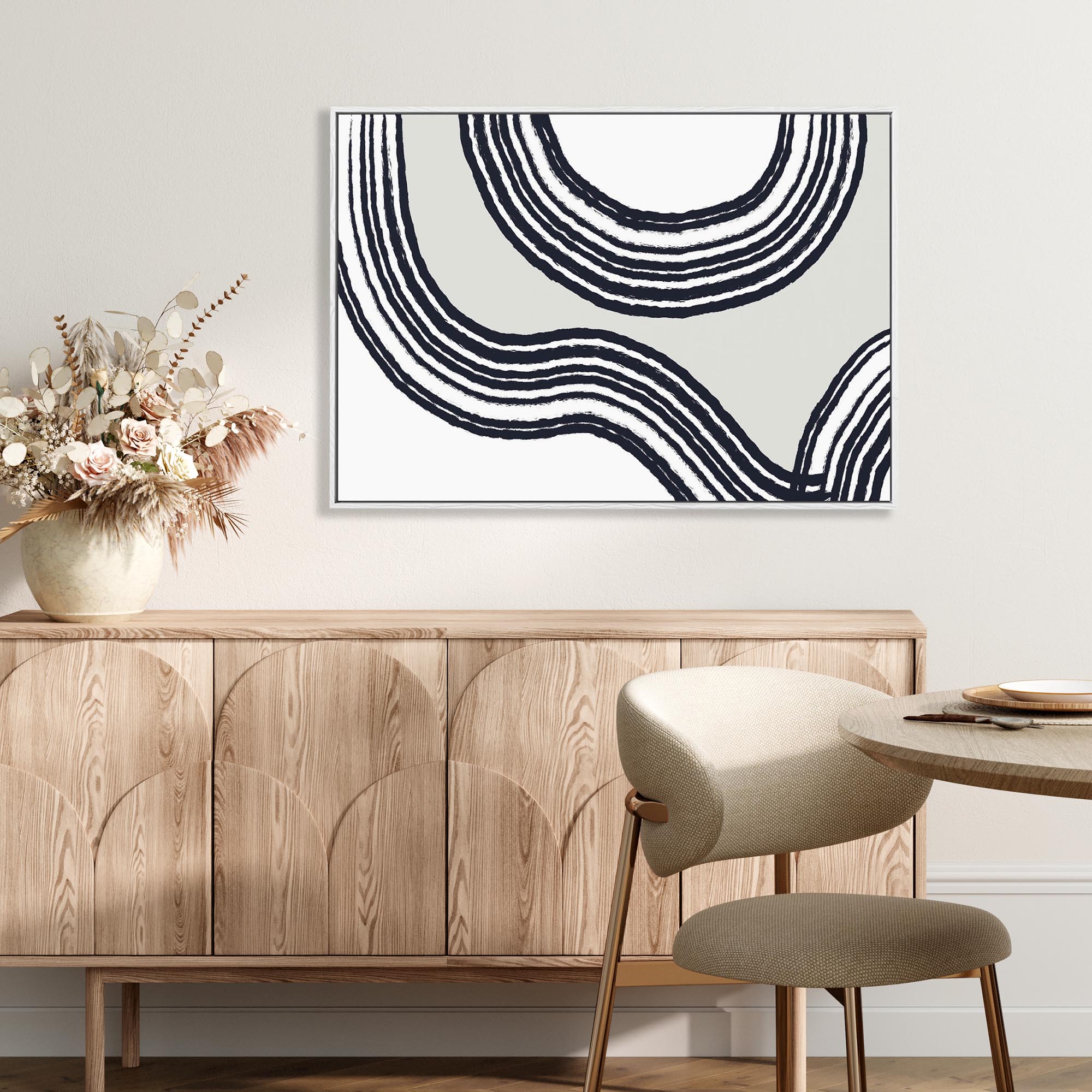 Retro Curve Framed Canvas Art-Abstract House