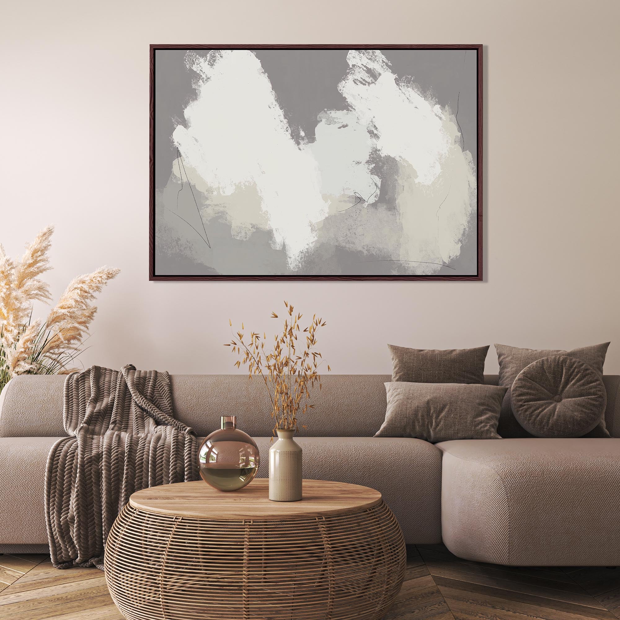 Neutral Notes No4 Framed Canvas-Abstract House