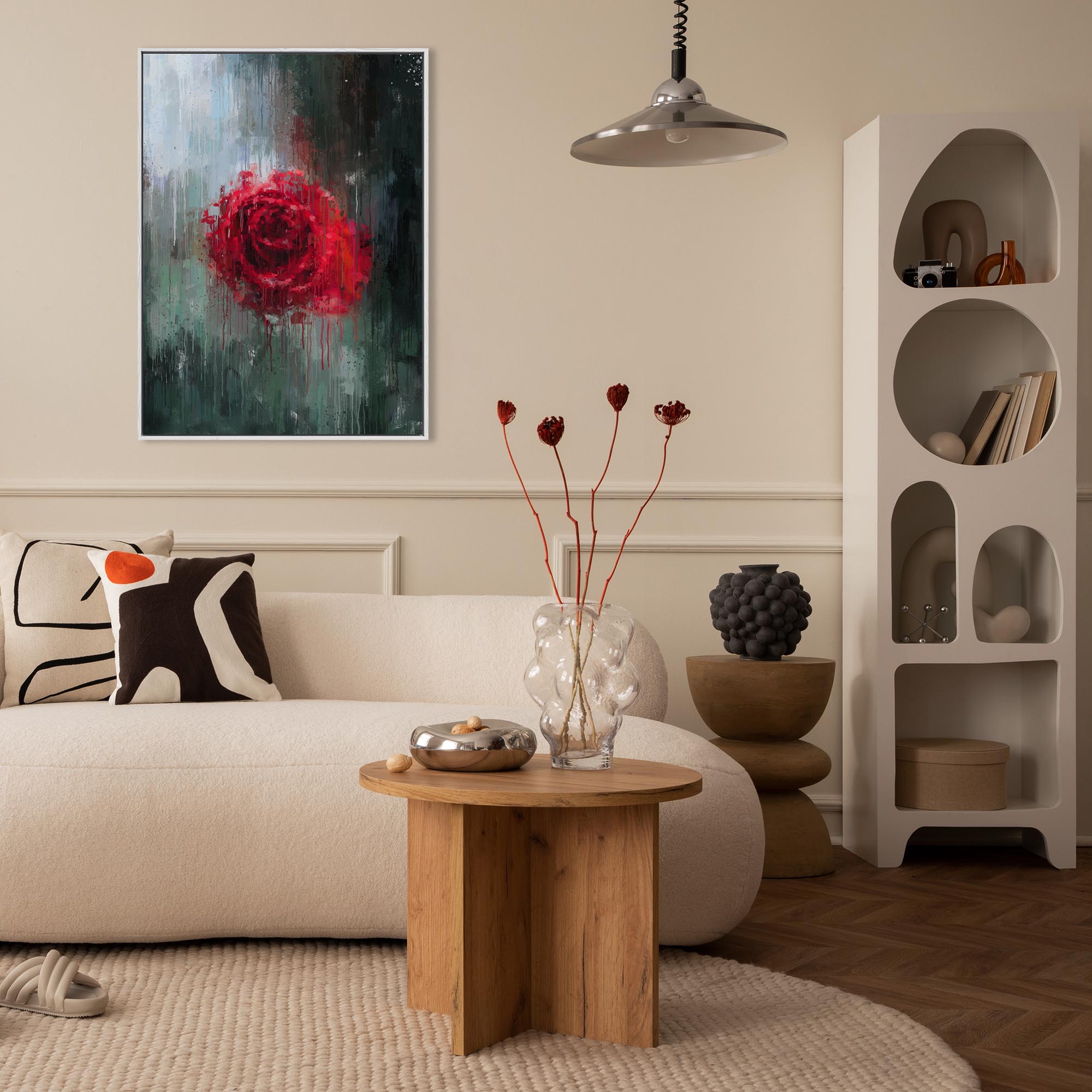 Red Rose Painting Canvas Print-Abstract House