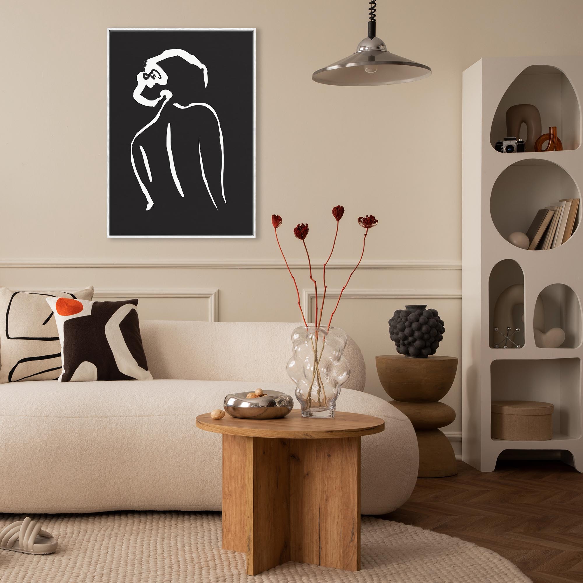 Black & White Nude Framed Canvas-Abstract House