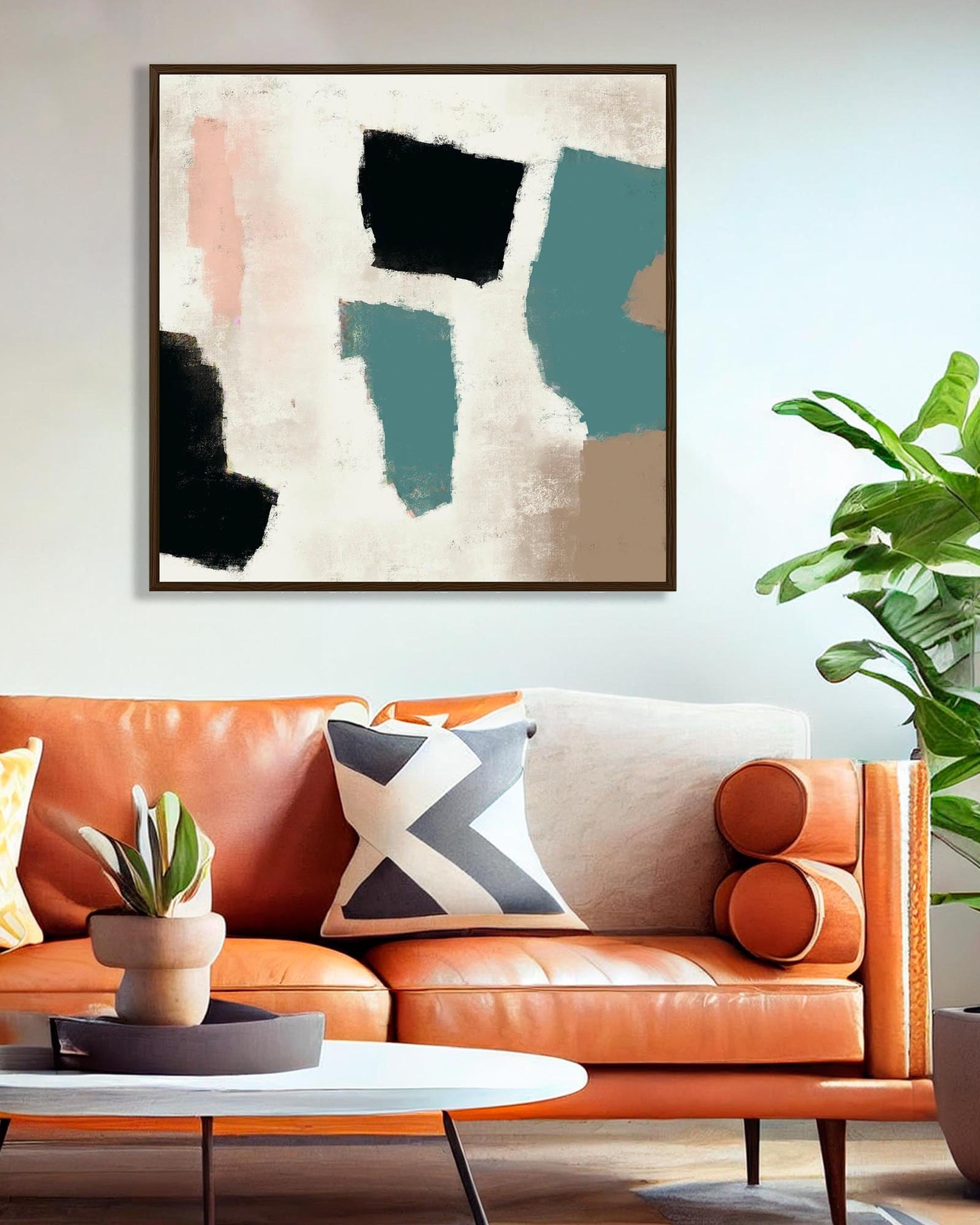 Rustic Large Print Rustic Shapes Framed Canvas Large Art Print – Abstract House